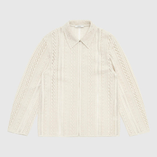 Amomento Crochet Zip-Up Shirt - Ecru Shirt Amomento 