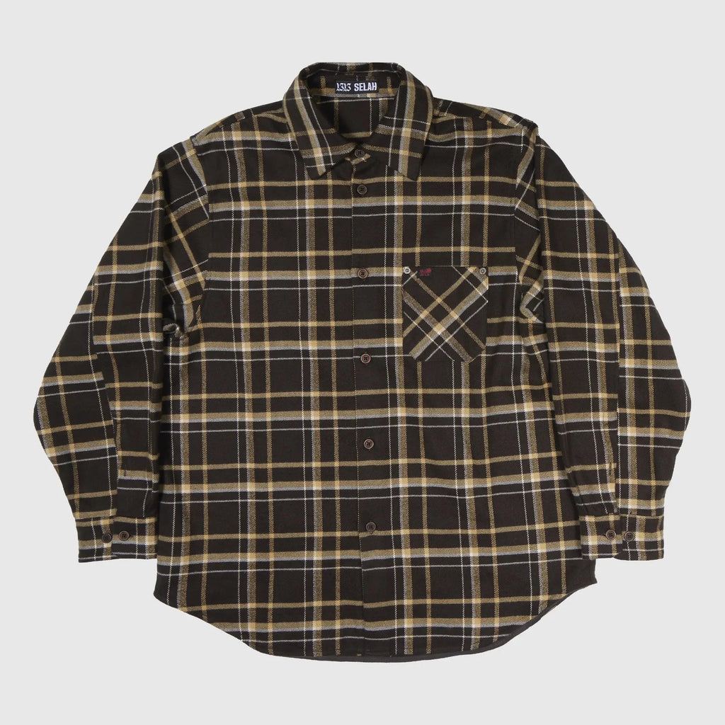 1313 SELAH Teo Flannel Shirt - Olive & Yellow Check Shirt 1313 SELAH 