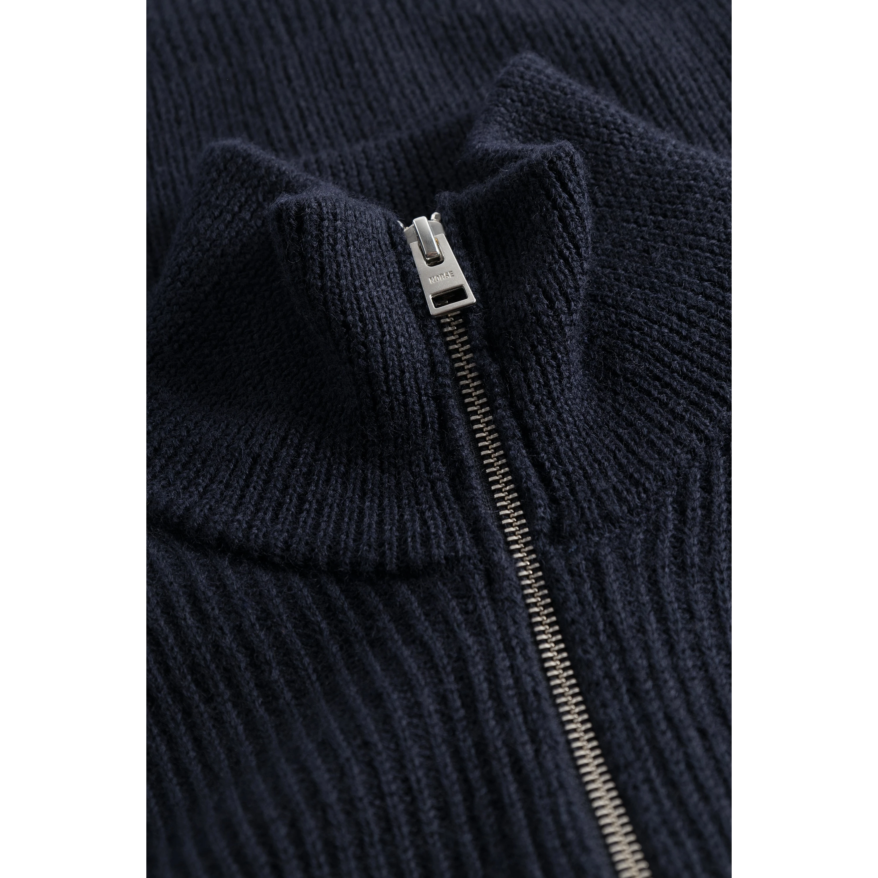 Norse Projects - Hagen Wool Cotton Rib Full Zip Jacket - Dark Navy detail product image