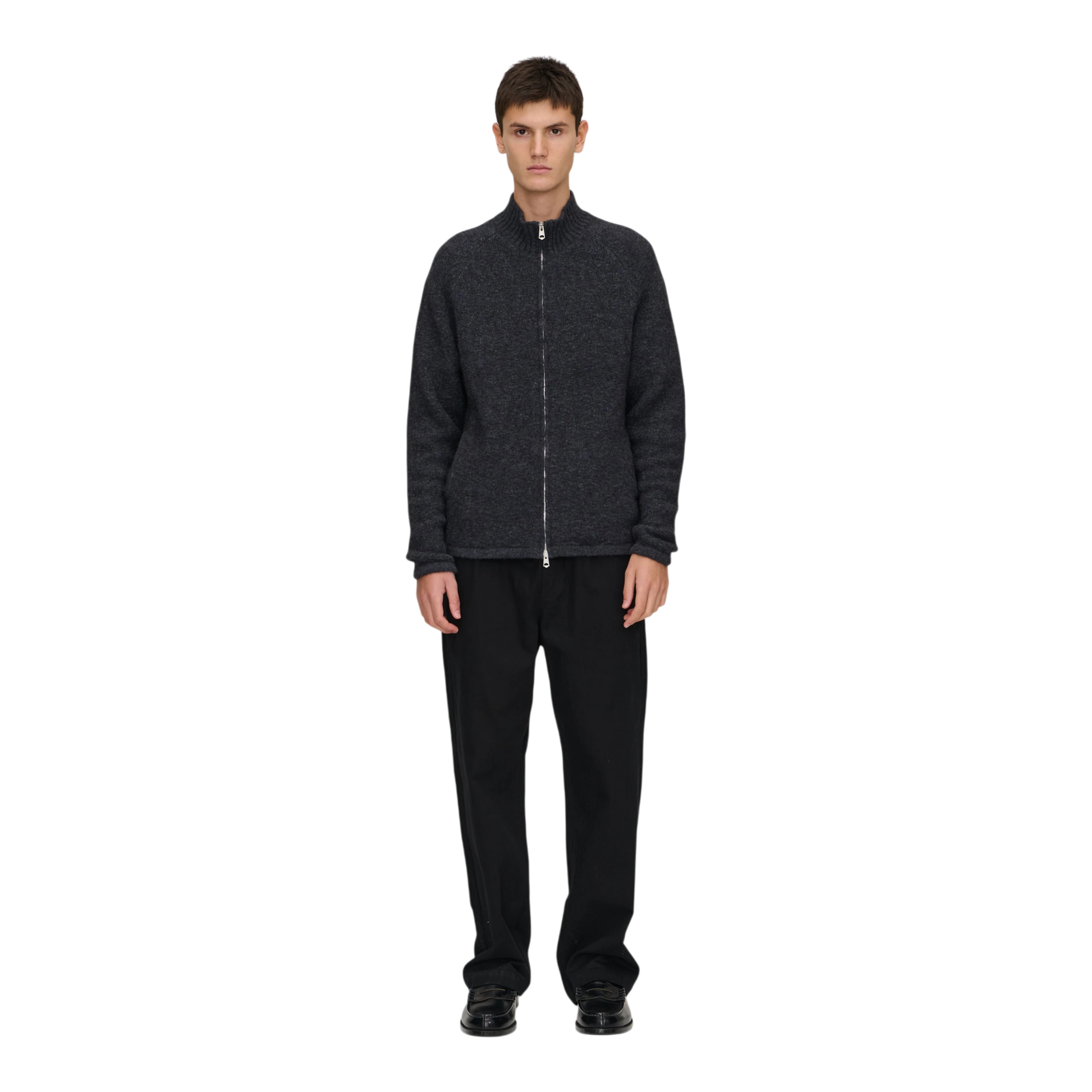Palmes - Knitted Zip Sweater - Charcoal lifestyle product image