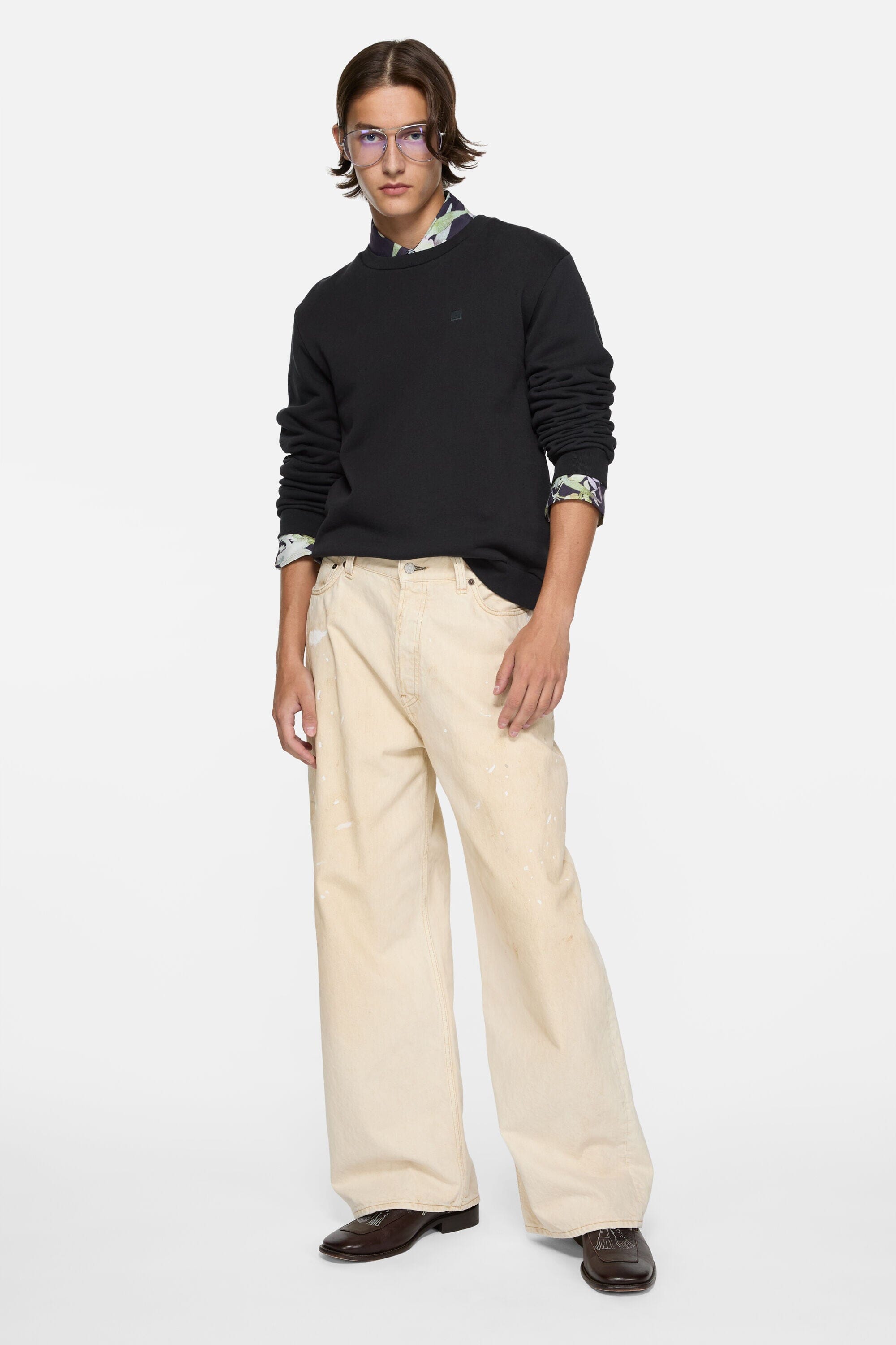 Acne Studios Crew Neck Fleece Sweater - Black Sweatshirt Acne Studios 