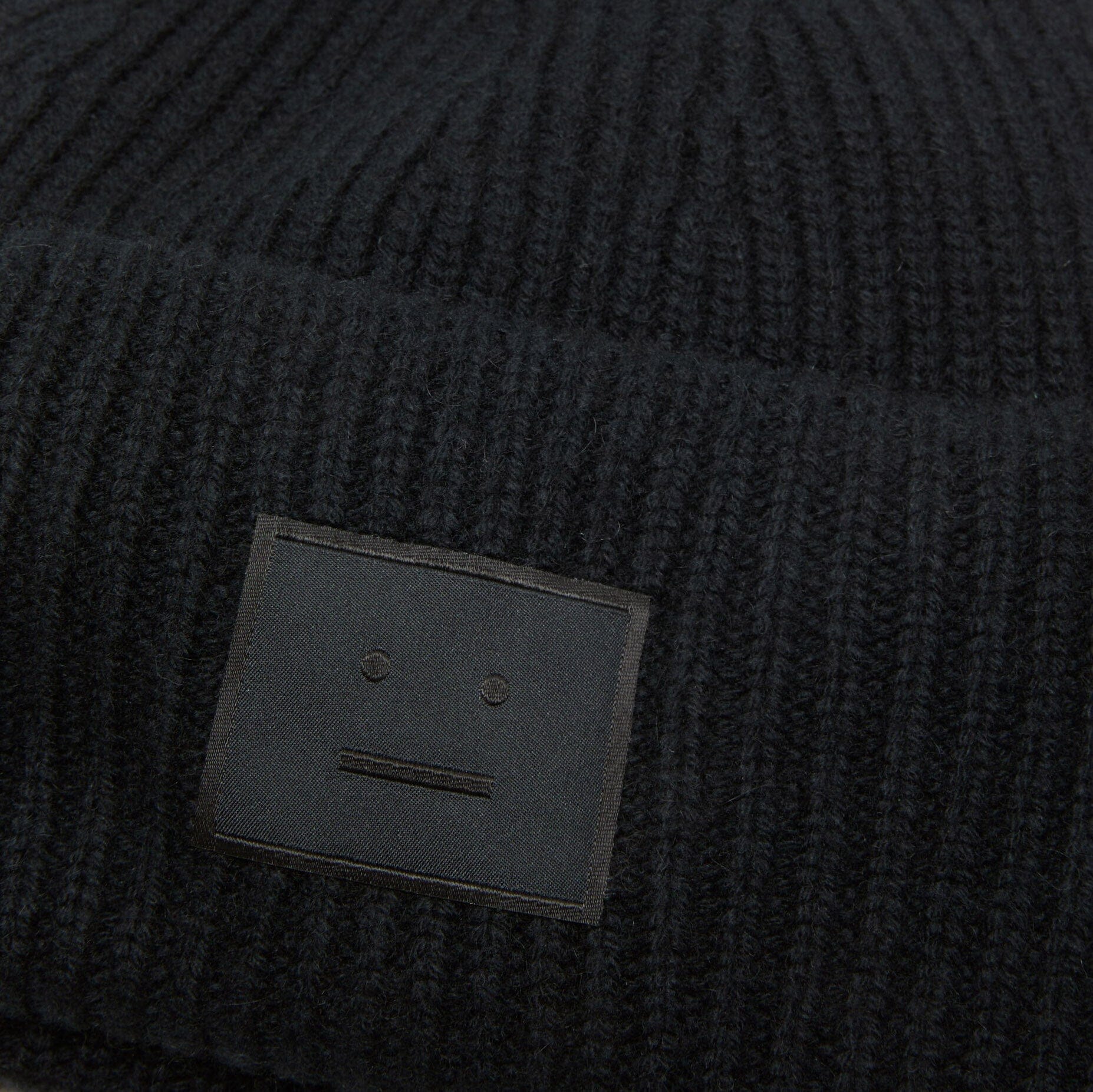 Acne Studios Face Logo Beanie - Black Beanie Acne Studios 