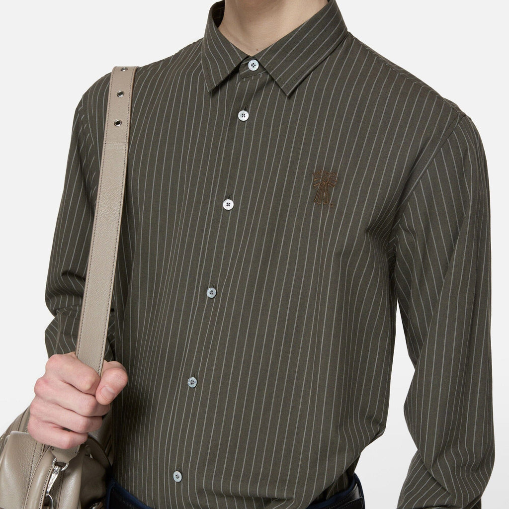 Acne Studios LS Striped Shirt - Green Melange Shirt Acne Studios 