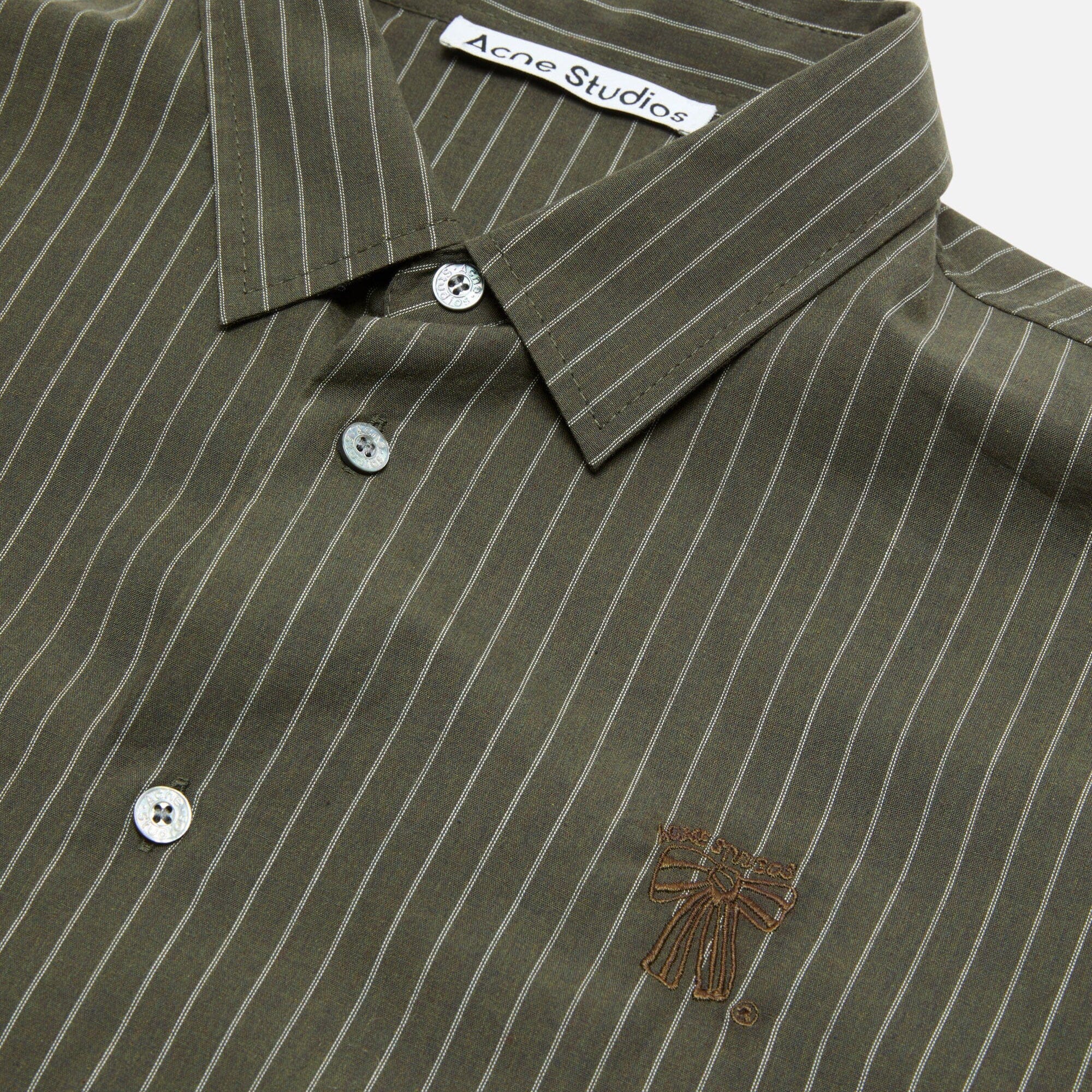 Acne Studios LS Striped Shirt - Green Melange Shirt Acne Studios 