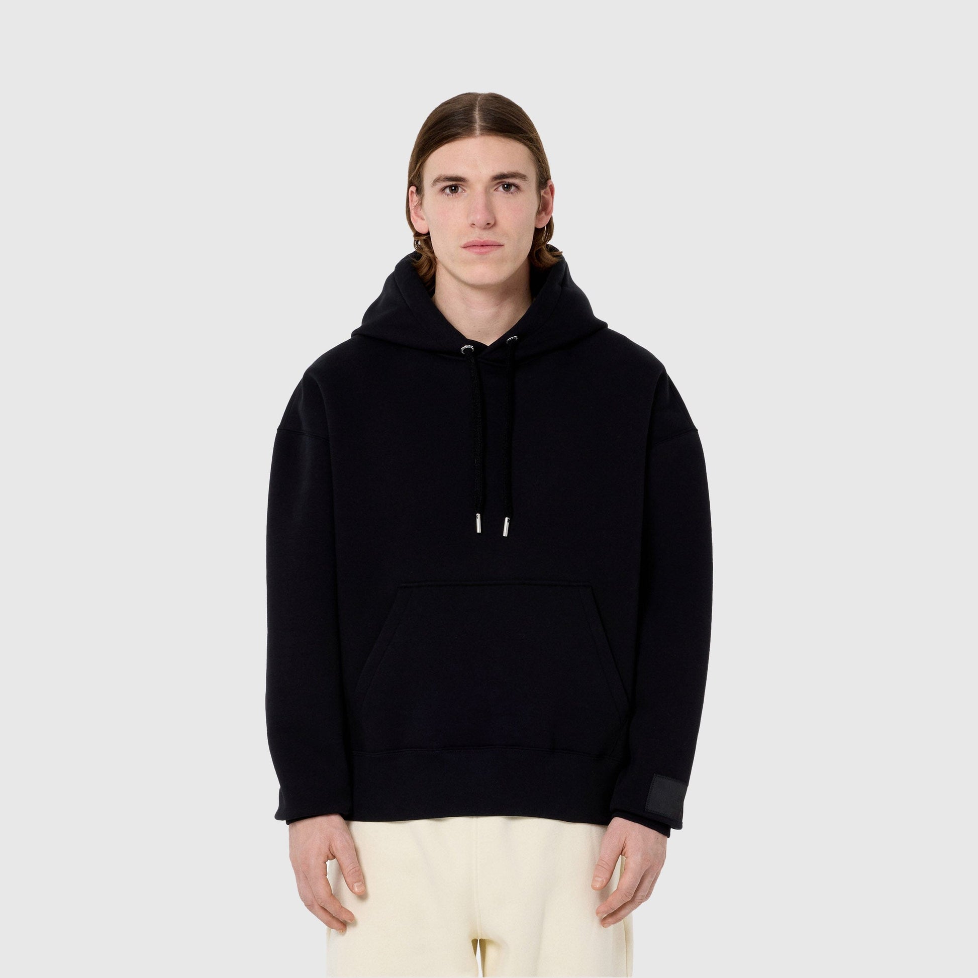 AMI Alexandre Mattiussi Brushed Fleece Hoodie - Black Hooded Sweatshirt AMI Alexandre Mattiussi 