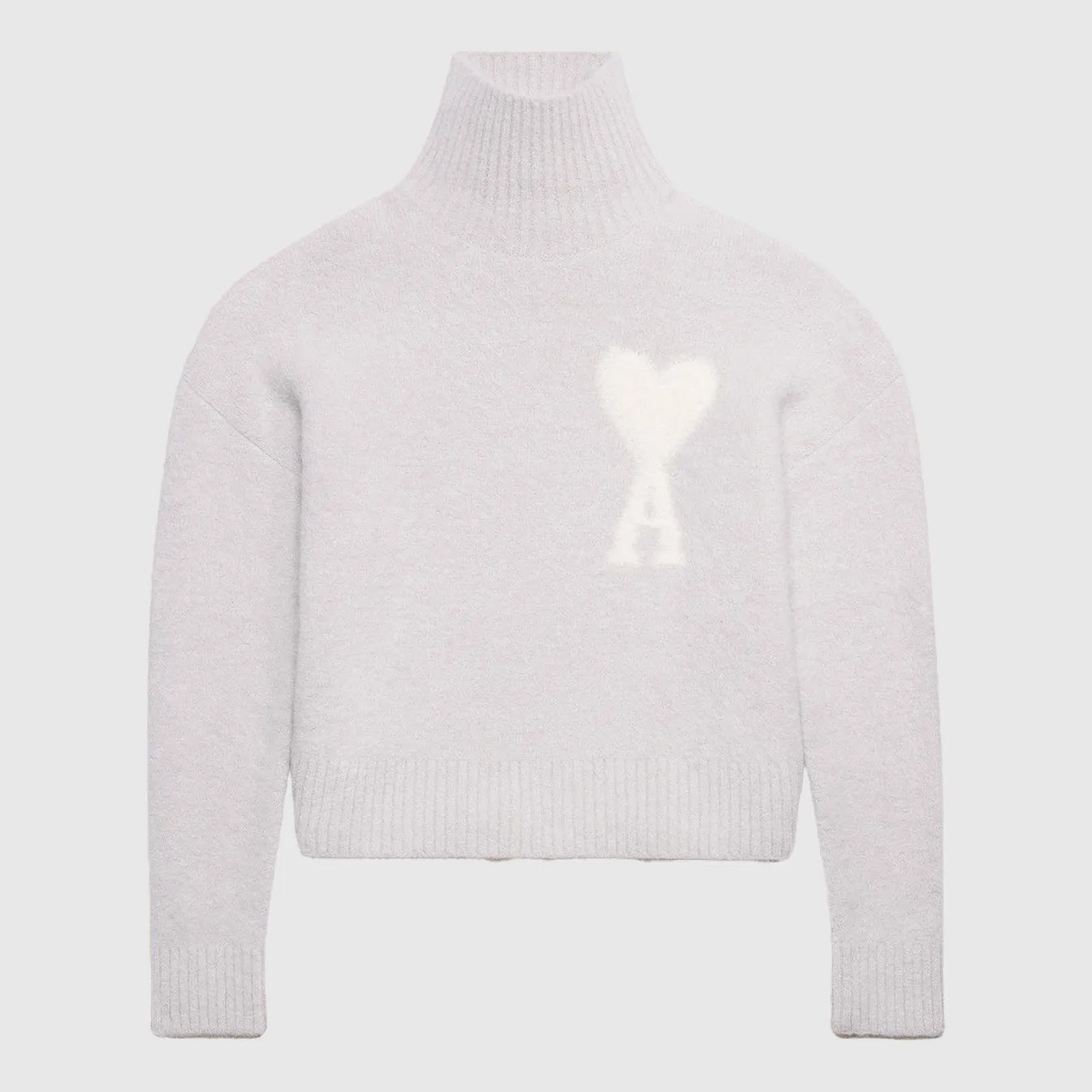AMI Alexandre Mattiussi Interlock Alpaca Sweater - Pearl Grey / Ivory Knitwear AMI Alexandre Mattiussi 