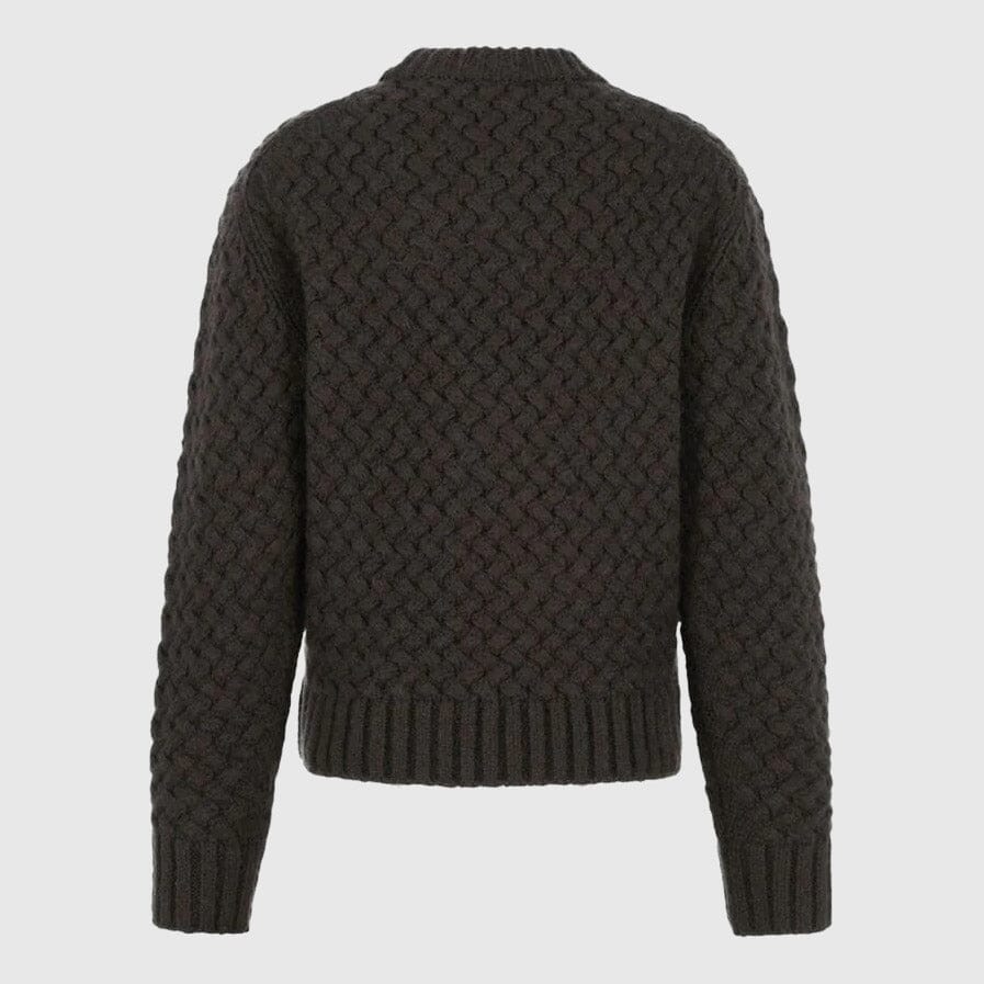 Amomento Diagonal Cable Pullover - Brown Knitwear Amomento 