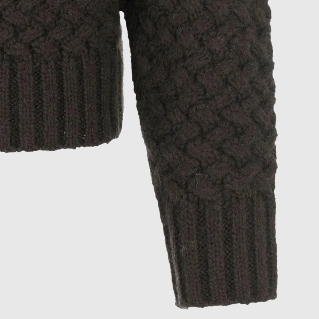 Amomento Diagonal Cable Pullover - Brown Knitwear Amomento 