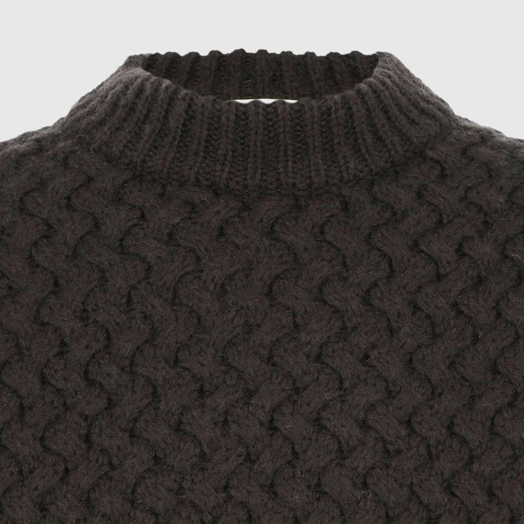 Amomento Diagonal Cable Pullover - Brown Knitwear Amomento 
