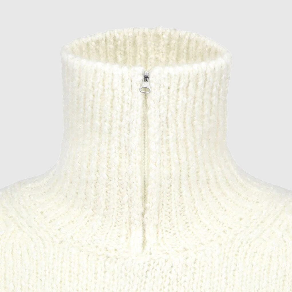 Amomento Hairy Slub Half Zip Up Knit - Ecru Knitwear Amomento 