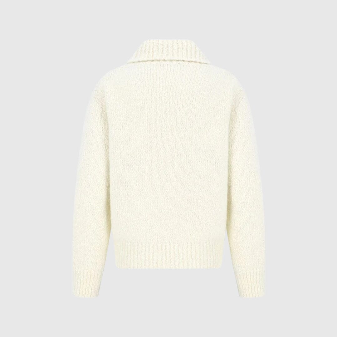 Amomento Hairy Slub Half Zip Up Knit - Ecru Knitwear Amomento 