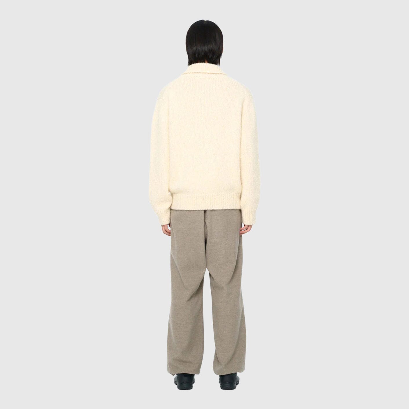 Amomento Hairy Slub Half Zip Up Knit - Ecru Knitwear Amomento 