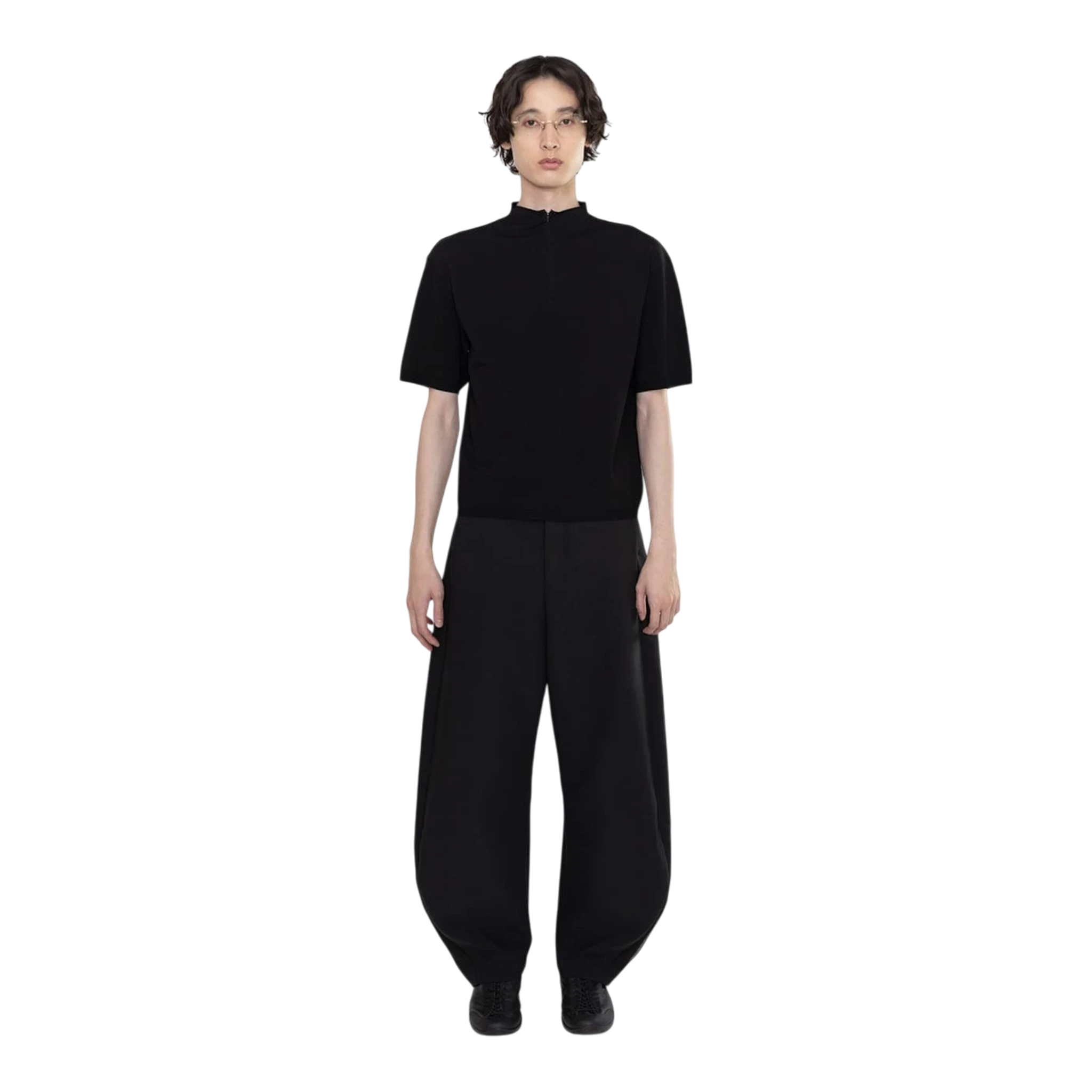 Amomento Half Zip-up Knit - Black Knitwear Amomento 