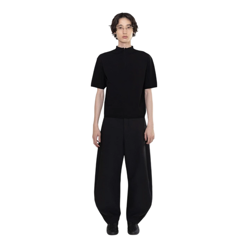 Amomento Half Zip-up Knit - Black Knitwear Amomento 