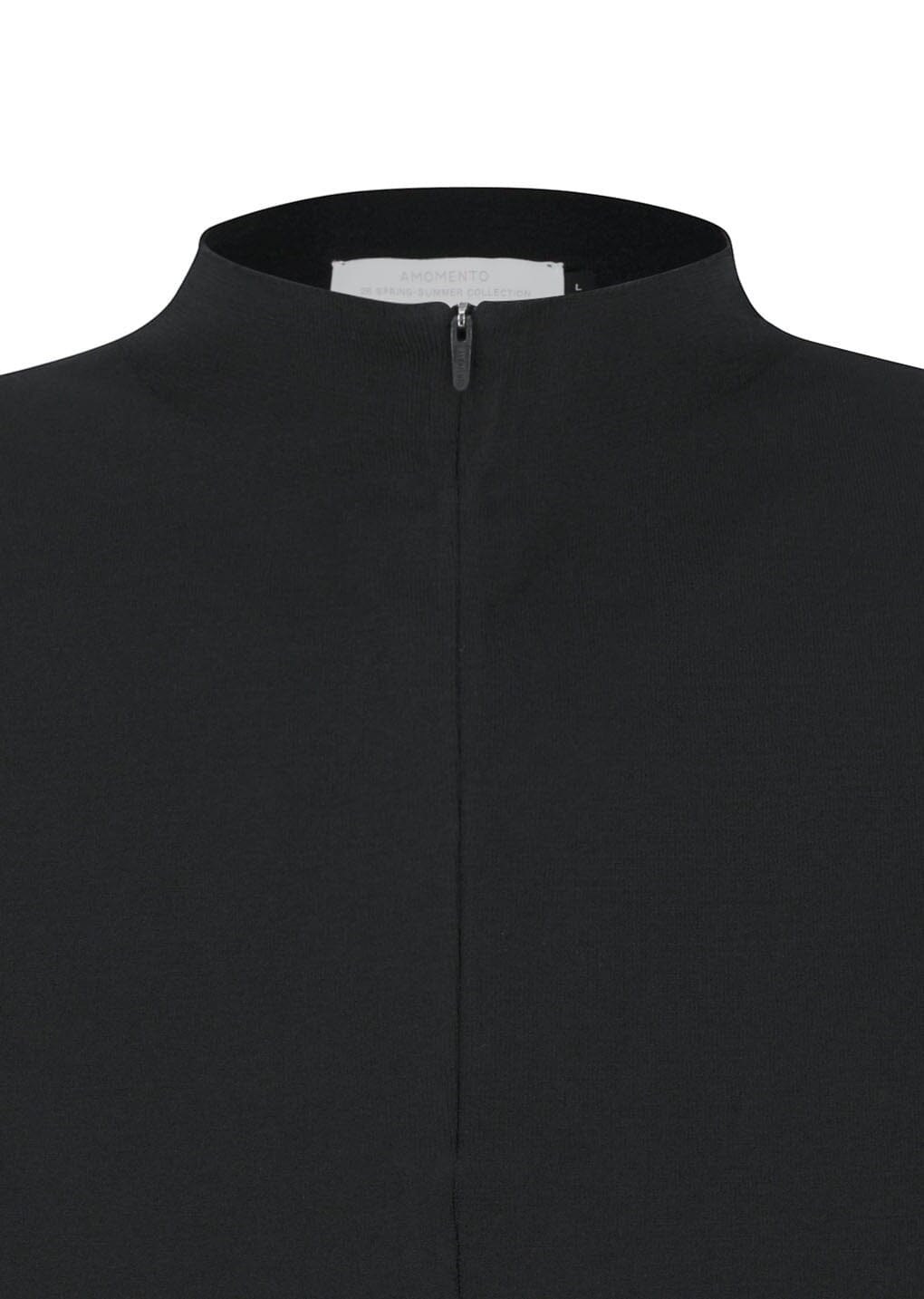 Amomento Half Zip-up Knit - Black Knitwear Amomento 