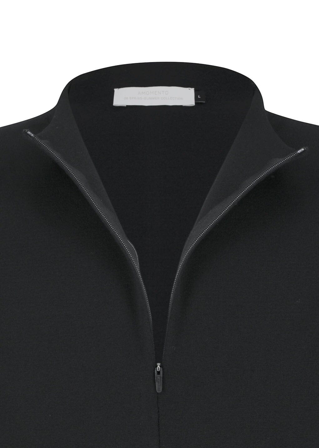 Amomento Half Zip-up Knit - Black Knitwear Amomento 
