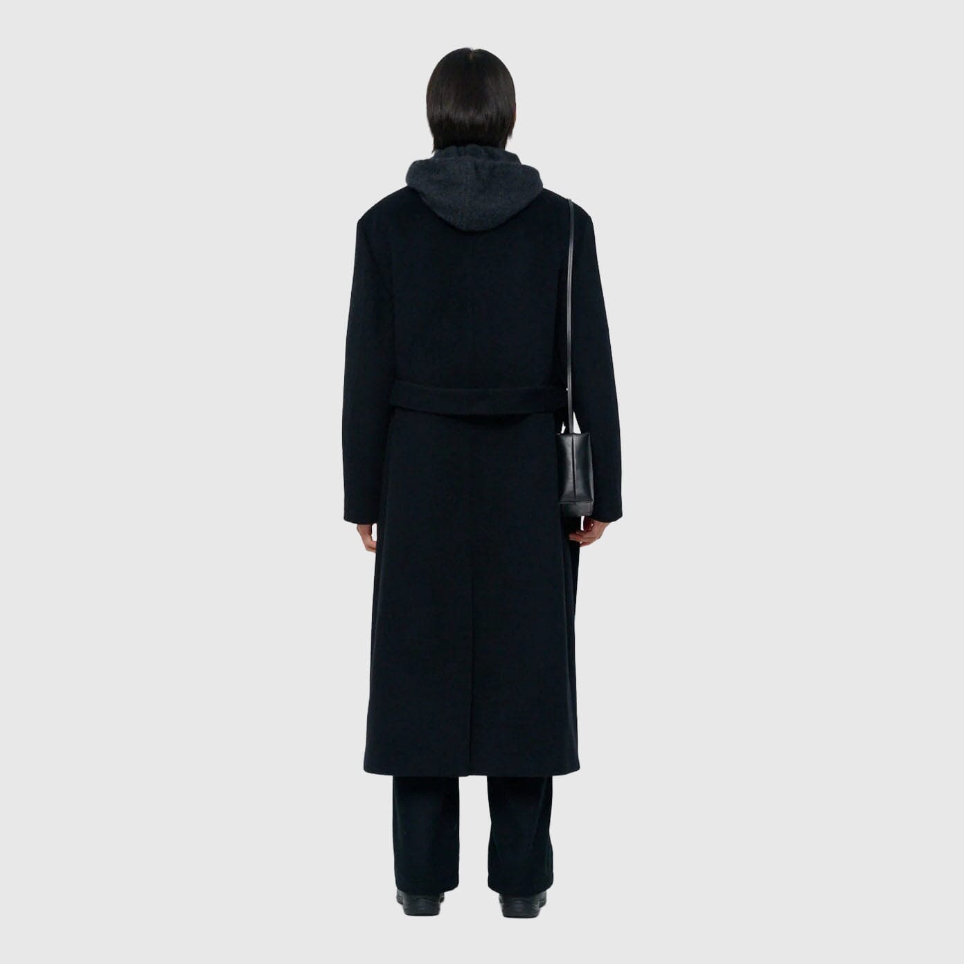 Amomento Mens Single Breasted Long Coat - Black Coat Amomento 