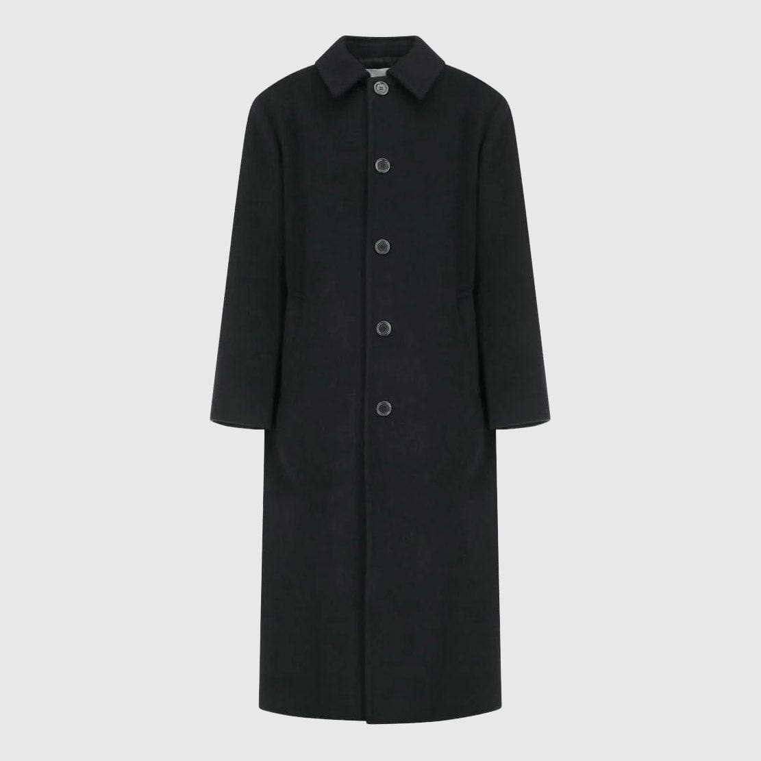 Amomento Mens Single Breasted Long Coat - Black Coat Amomento 