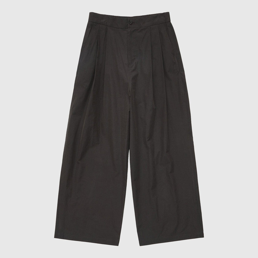 Amomento Nylon Two Tuck Wide Pants - Black Pants Amomento 
