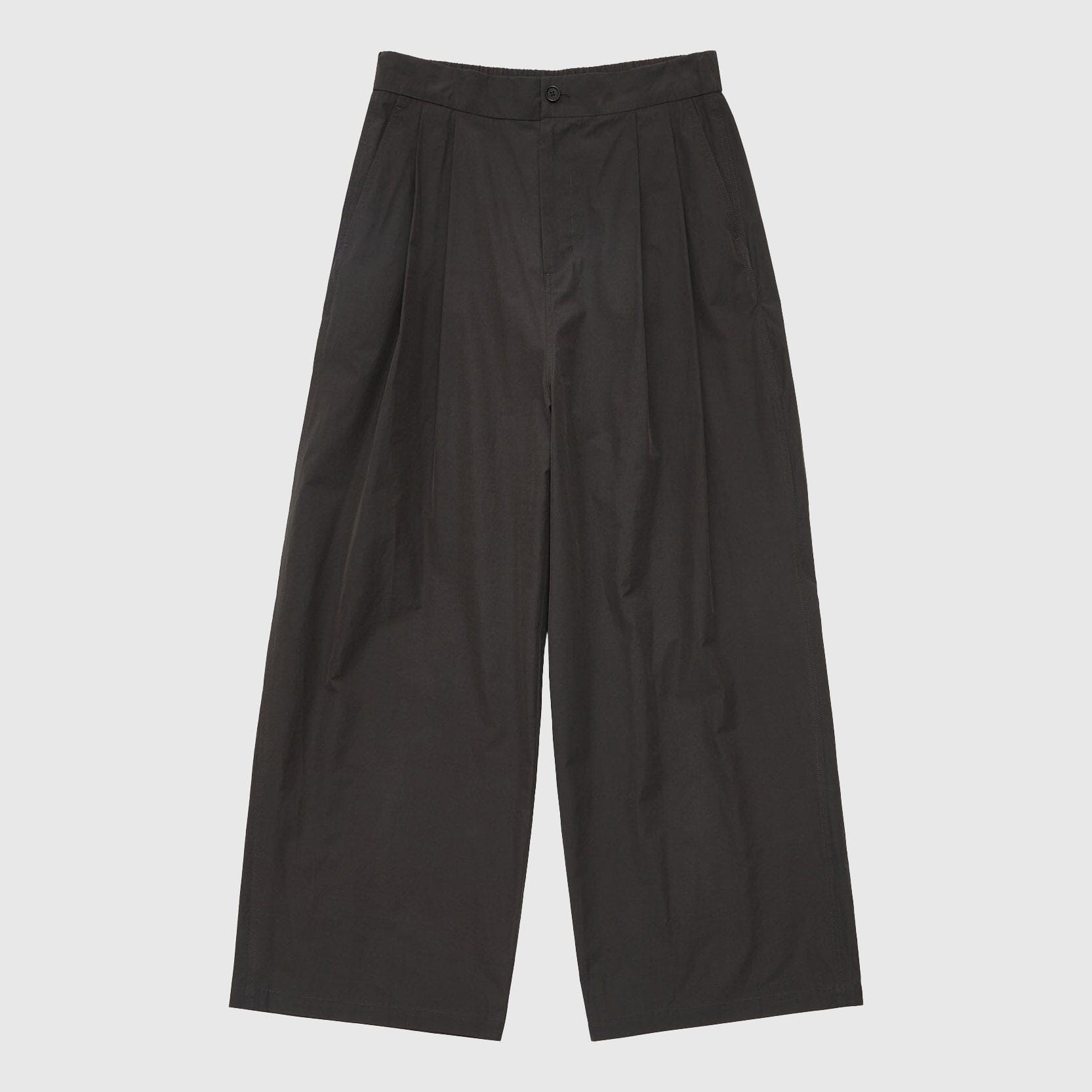 Amomento Nylon Two Tuck Wide Pants - Black Pants Amomento 