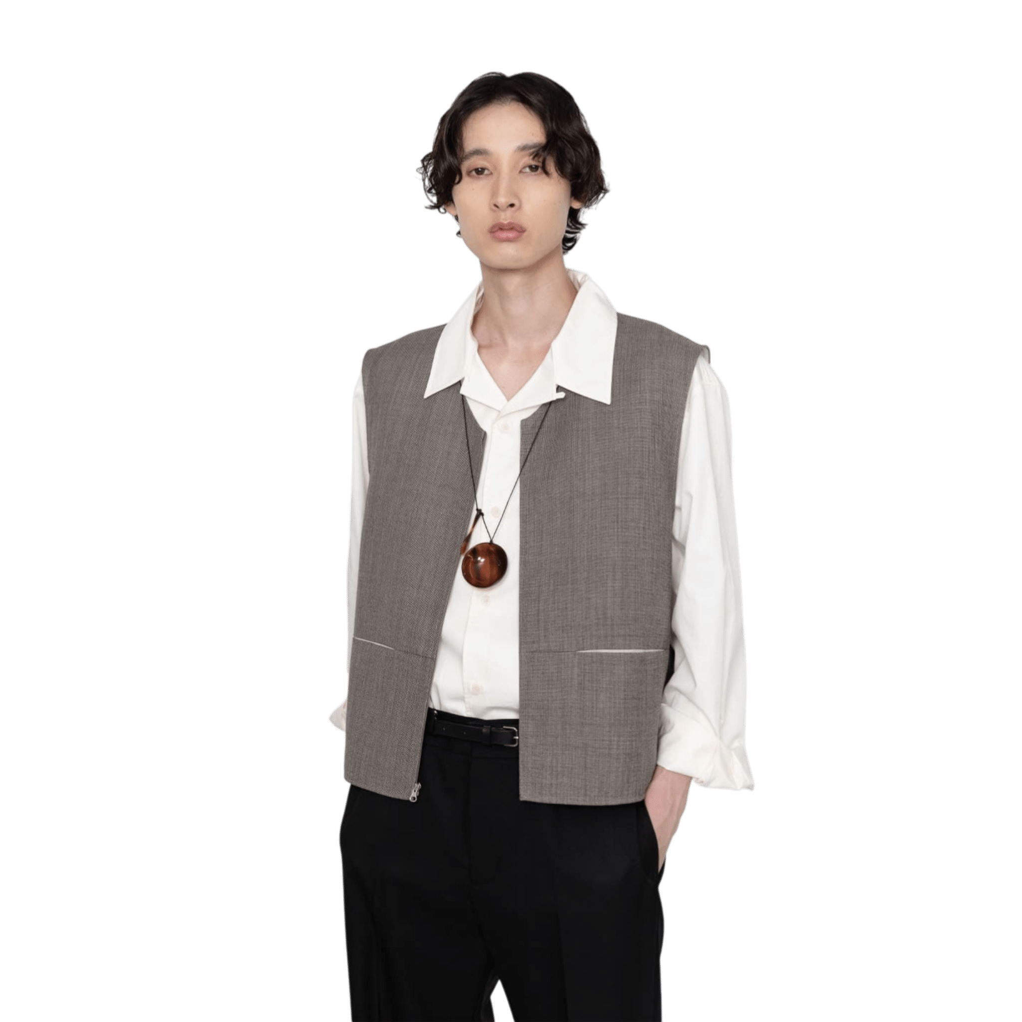 Amomento Open Collar Shirt - Ivory Shirt Amomento 