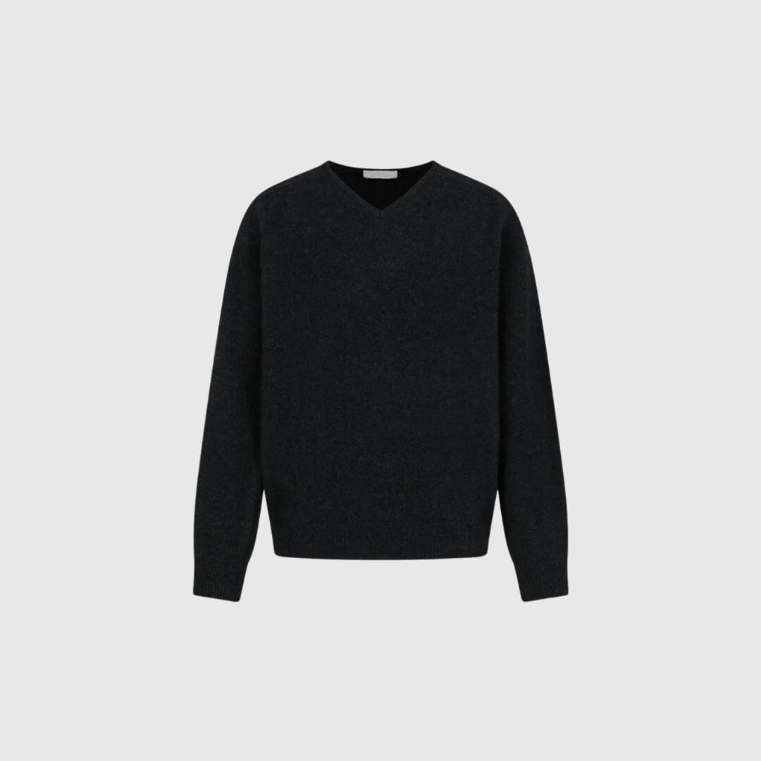 Amomento Racoon V-Neck Knit - Charcoal Knitwear Amomento 