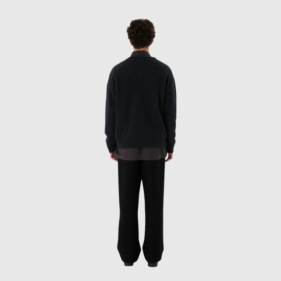 Amomento Racoon V-Neck Knit - Charcoal Knitwear Amomento 