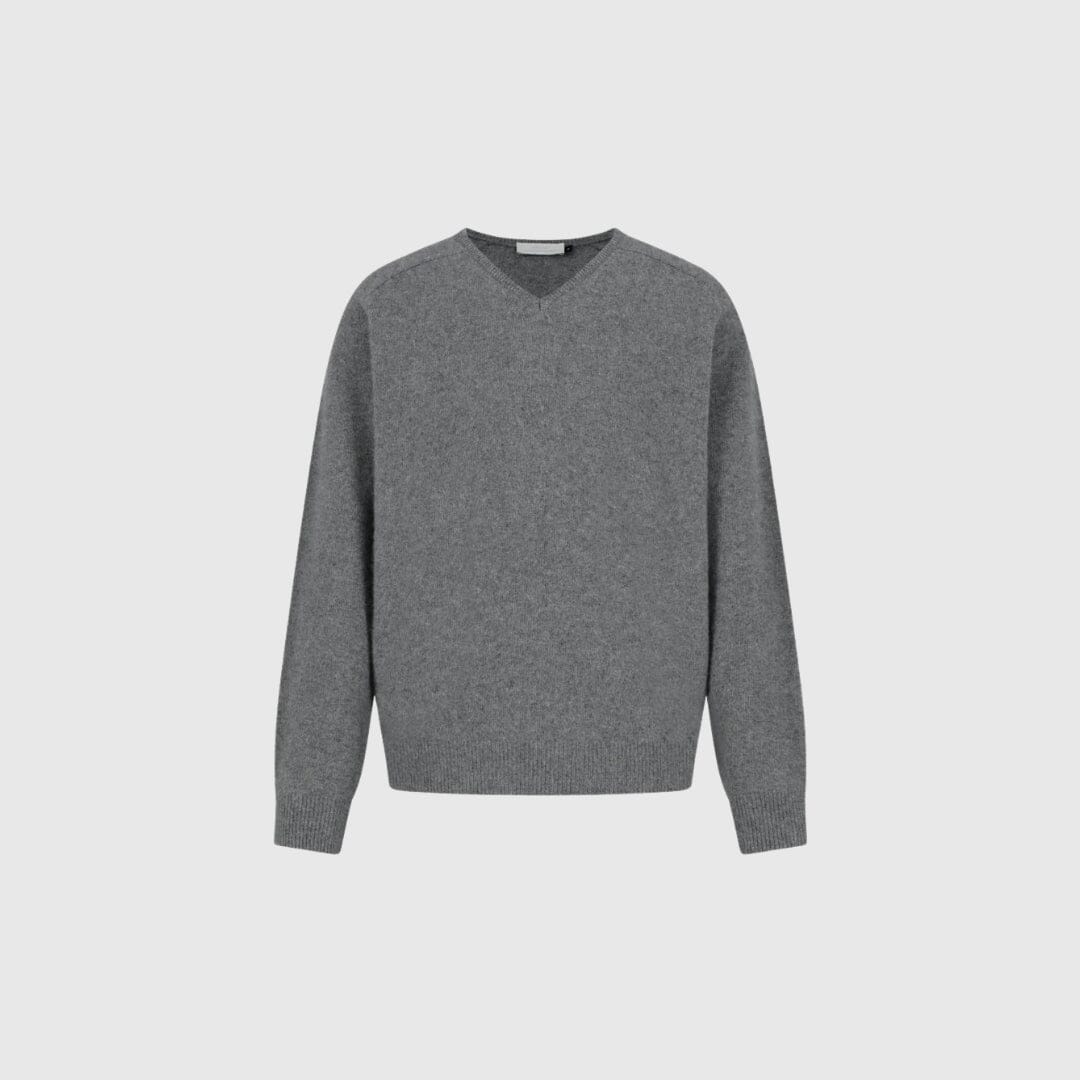 Amomento Racoon V-Neck Knit - Grey Knitwear Amomento 