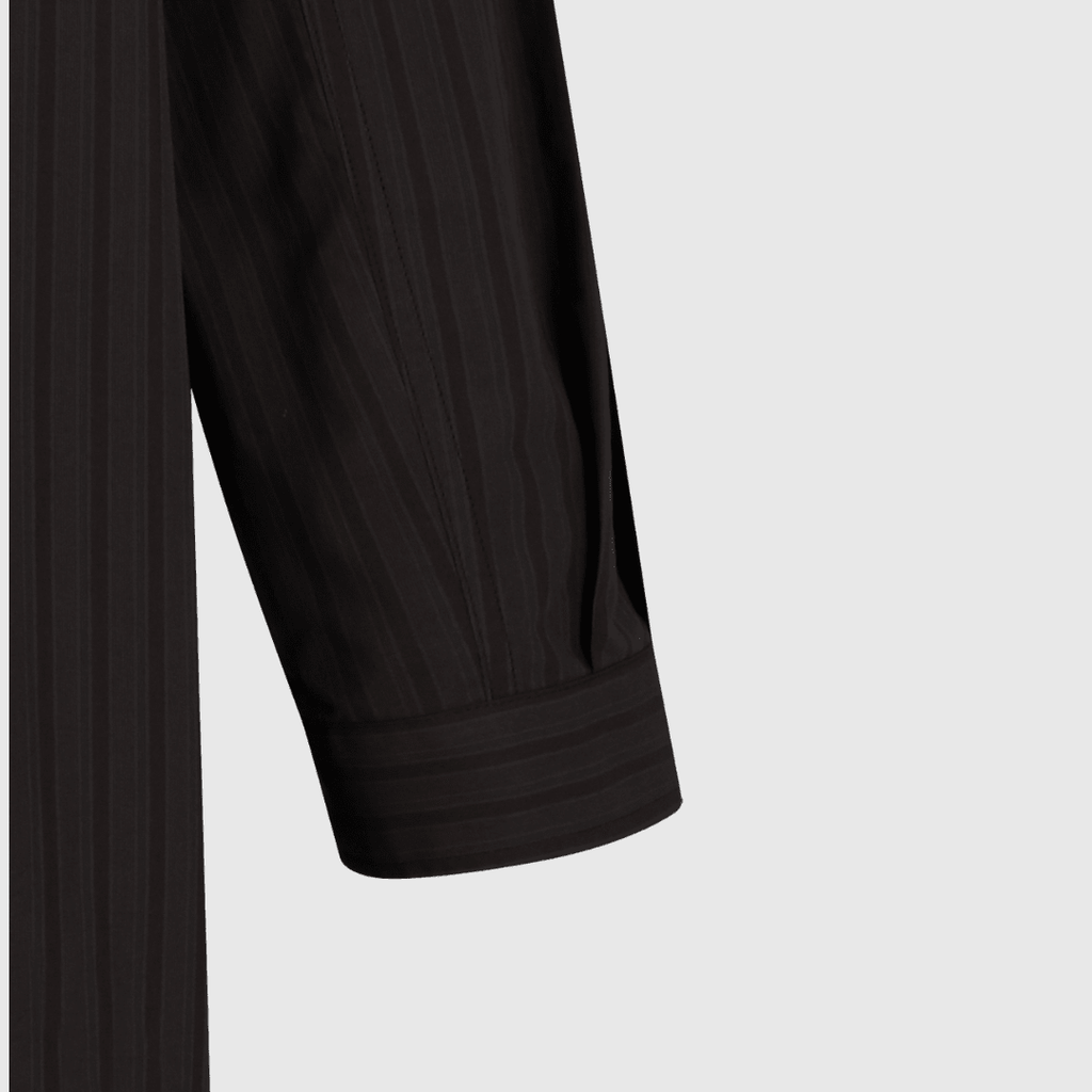 Amomento Stripe Shirring Oversized Shirt - Brown Shirt Amomento 