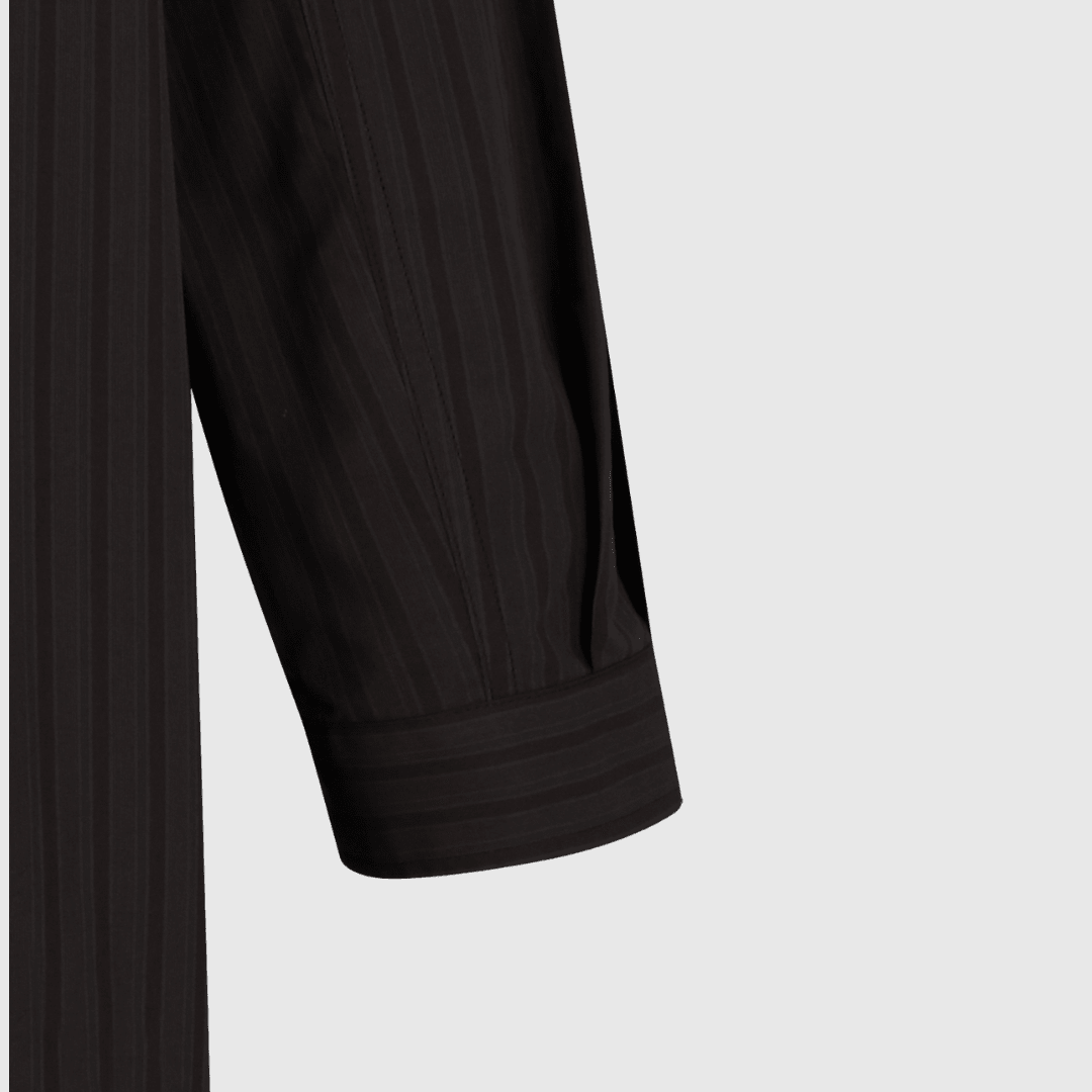 Amomento Stripe Shirring Oversized Shirt - Brown Shirt Amomento 