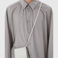 Amomento Stripe Shirring Oversized Shirt - Grey Shirt Amomento 