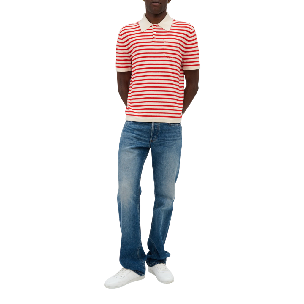 A.P.C Polo Eliot Knitwear - Taw Ecru /Rouge Knitwear A.P.C 