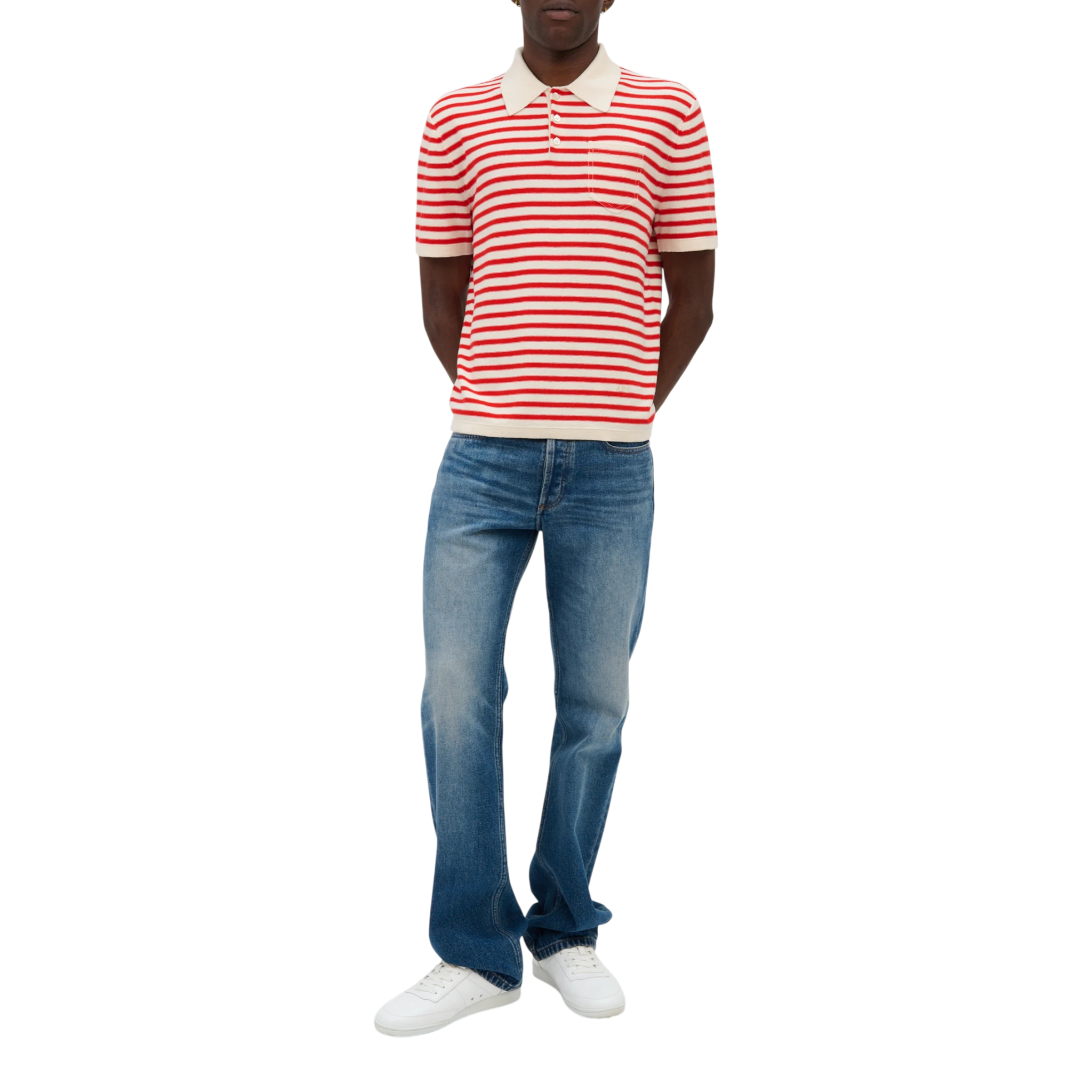 A.P.C Polo Eliot Knitwear - Taw Ecru /Rouge Knitwear A.P.C 