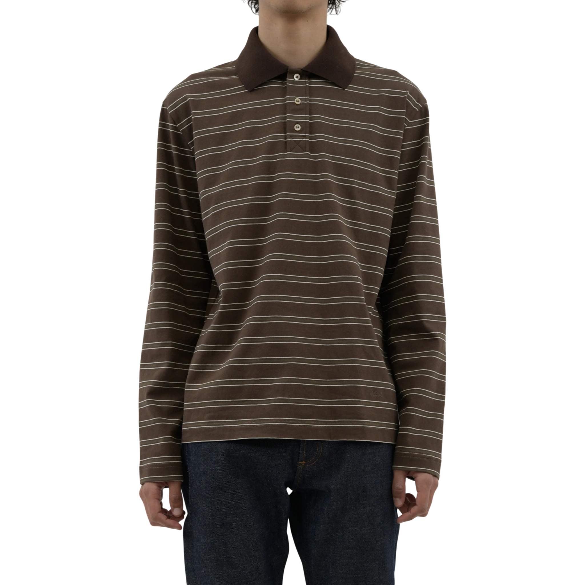 A.P.C Polo Manches Longues Raye Longsleeve - Caa Brown Longsleeve A.P.C 