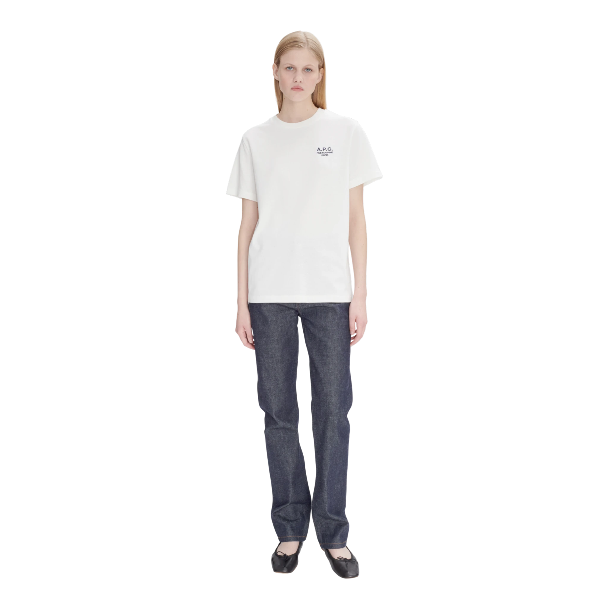 A.P.C T-Shirt Standard Rue Madame GOTS - White/Dark Navy T-shirt A.P.C 