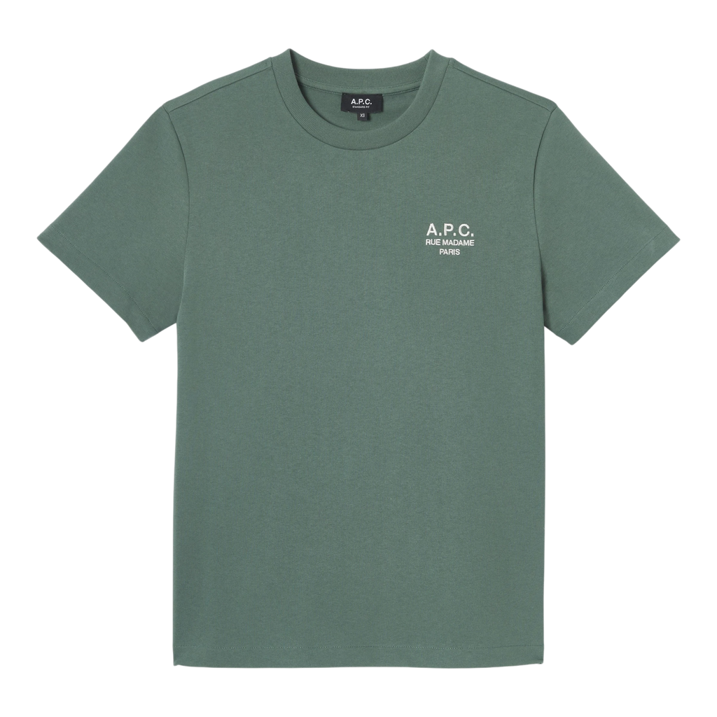 A.P.C. - T-Shirt Standard Rue Madame - Vert Grisé / Blanc T-skjorte A.P.C. 