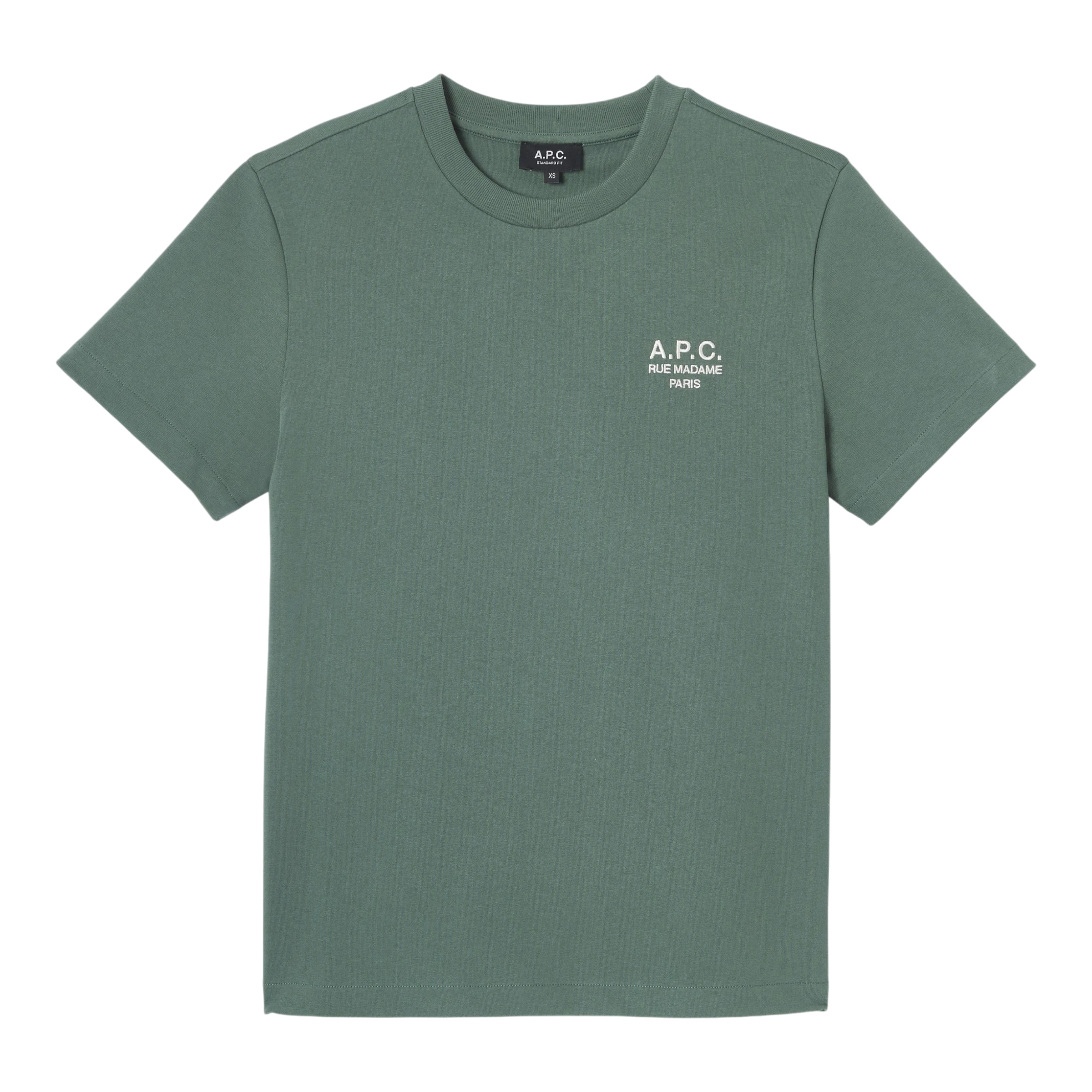A.P.C. - T-Shirt Standard Rue Madame - Vert Grisé / Blanc T-skjorte A.P.C. 