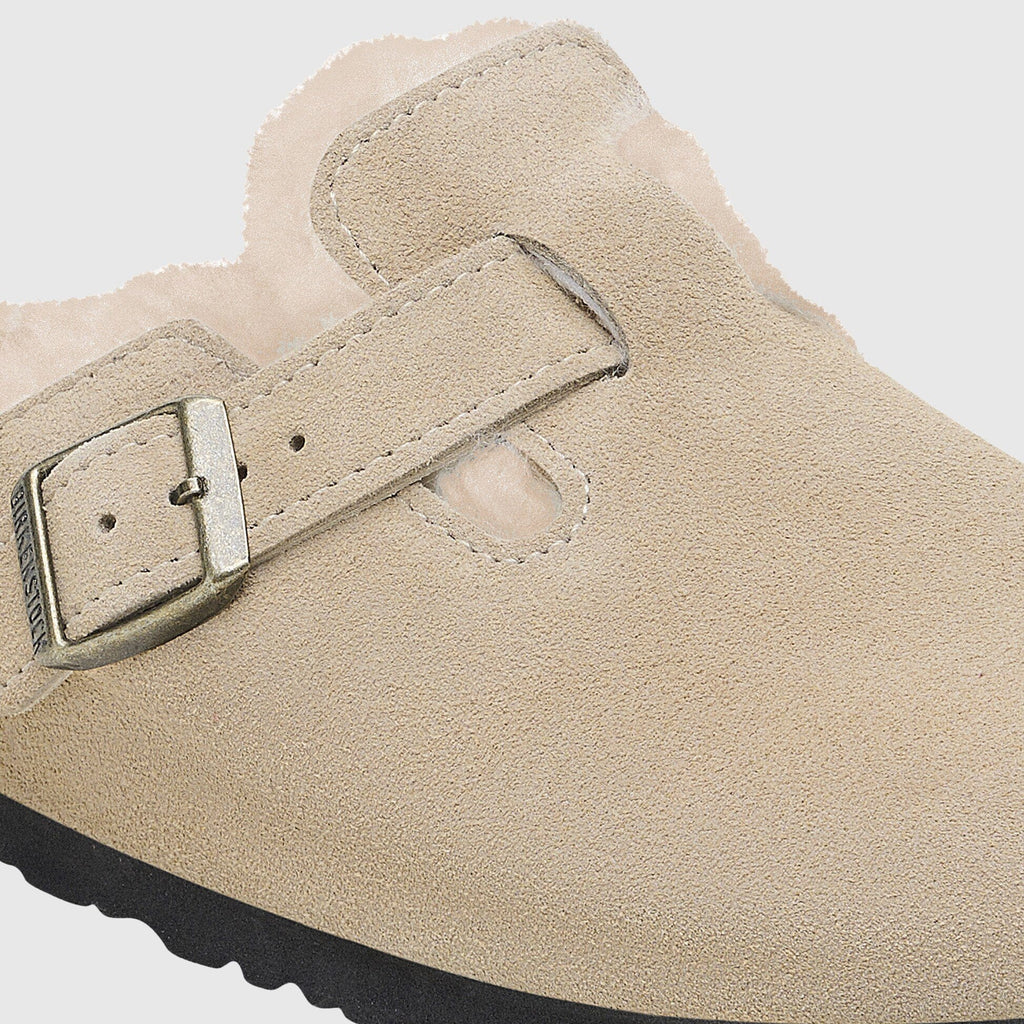 Birkenstock Boston Clog Shearling Suede - Taupe Shoes Birkenstock 
