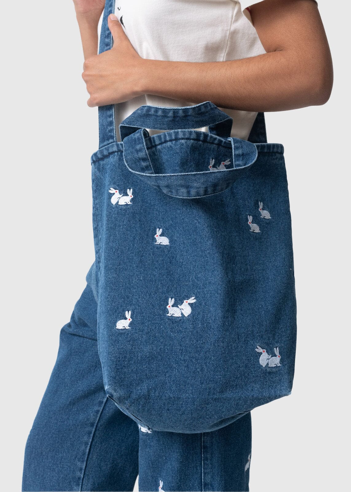 Carne Bollente Bags Bunny Tote Bag - Washed Blue Tote Bag Carne Bollente 