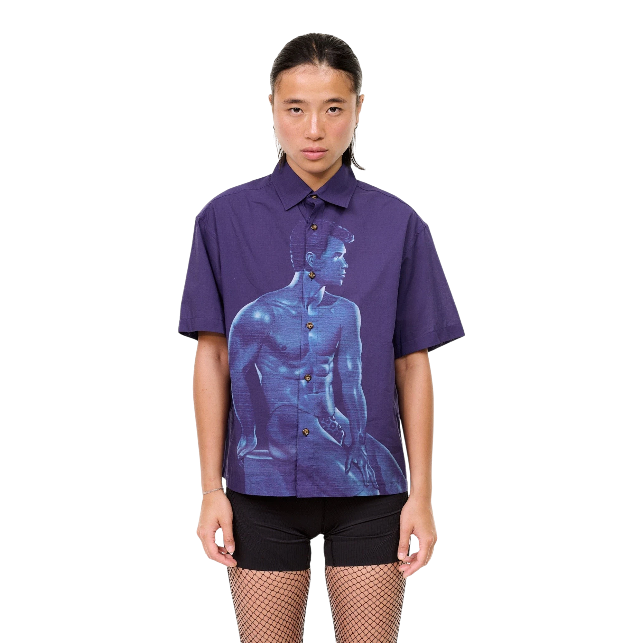 Carne Bollente In Blue Shirt - Allover Shirt Carne Bollente 