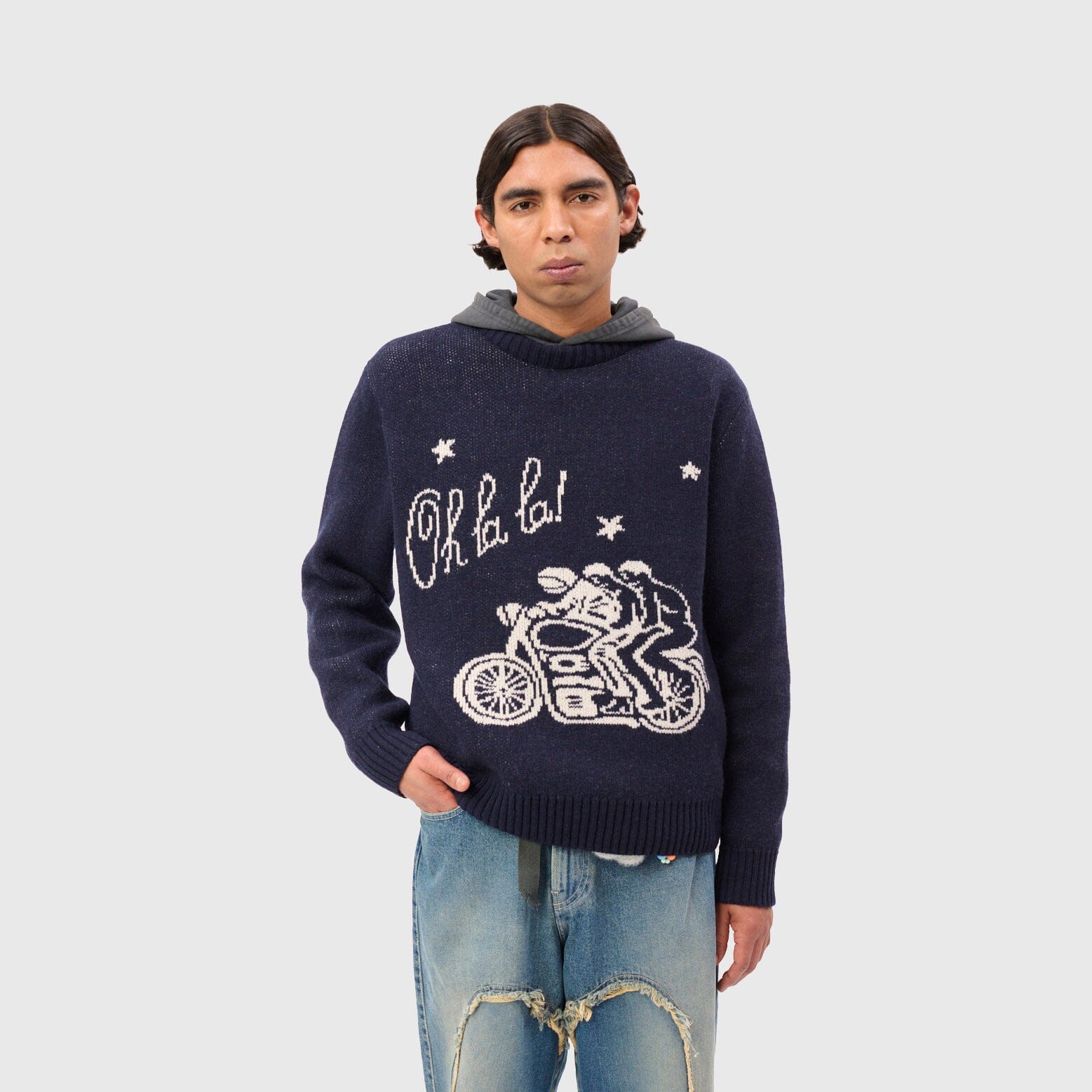 Carne Bollente Ménage à Trois, Oh La La Sweater - Navy Sweater Carne Bollente 