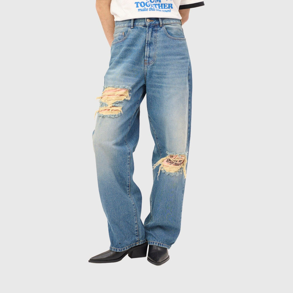 Carne Bollente Tattoo Tease Pants - Washed-Light Blue Pants Carne Bollente 