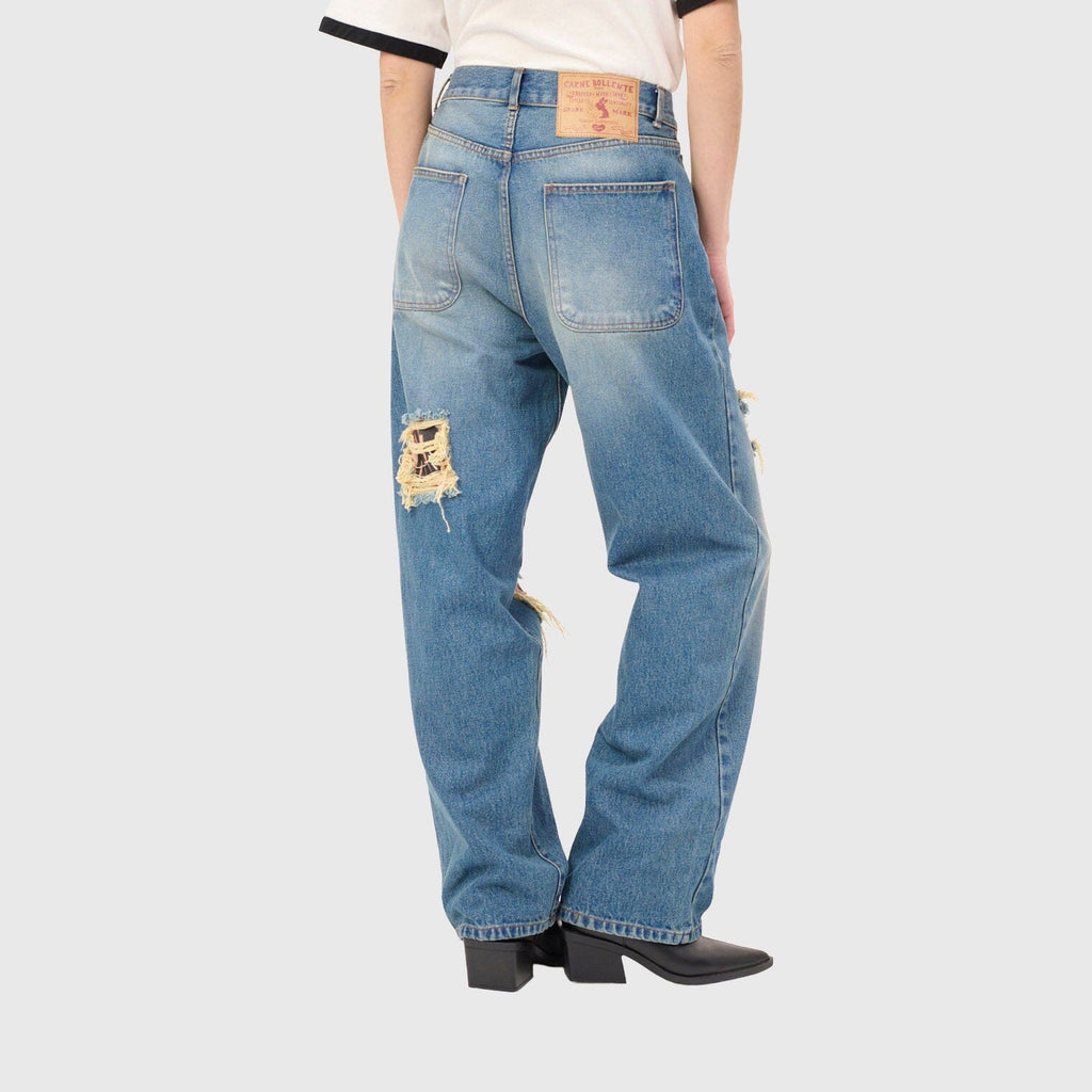 Carne Bollente Tattoo Tease Pants - Washed-Light Blue Pants Carne Bollente 