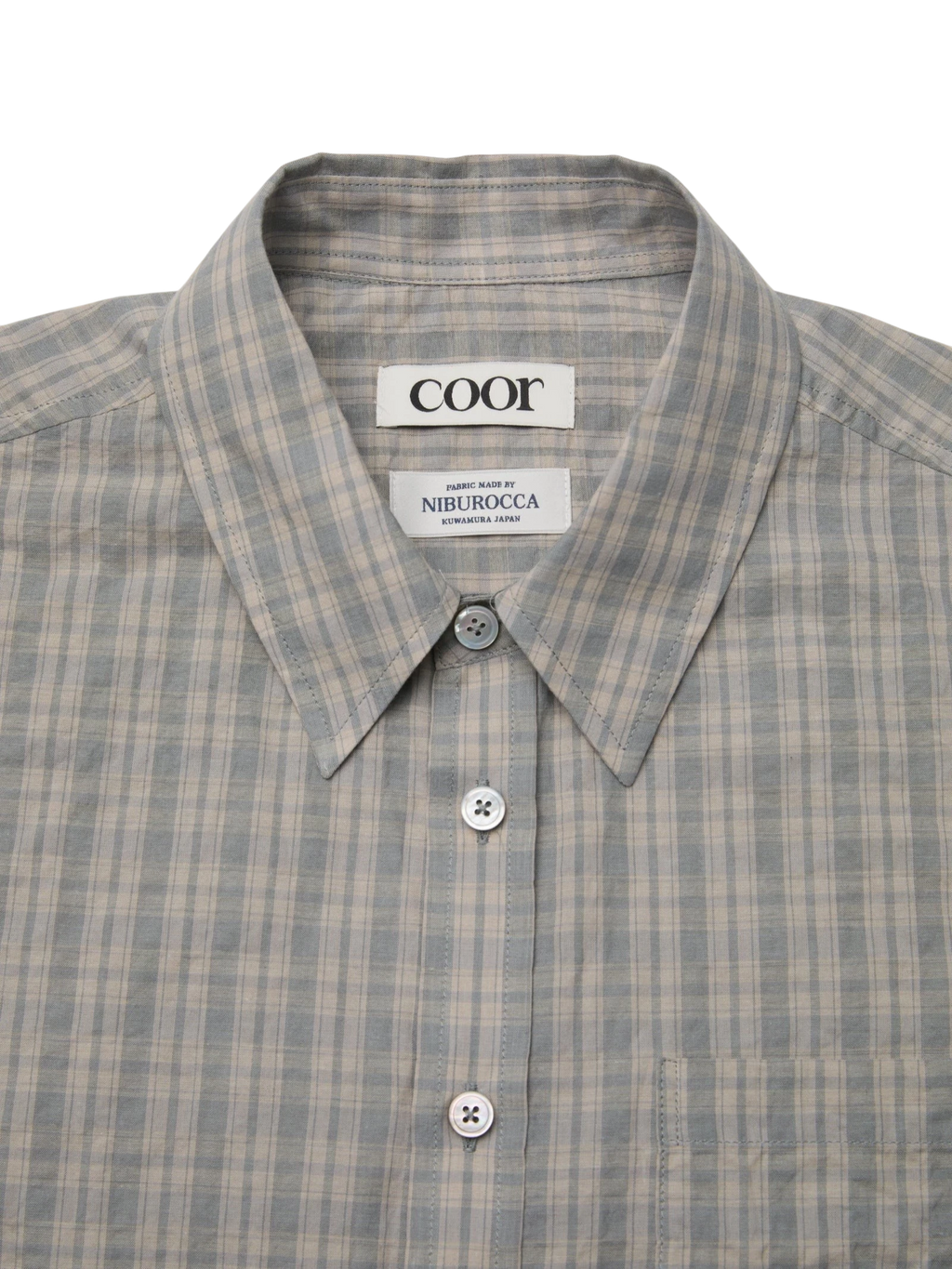 Coor Alternative Wrinkle Check Half Shirt - Washed Khaki Begie Shirt COOR 