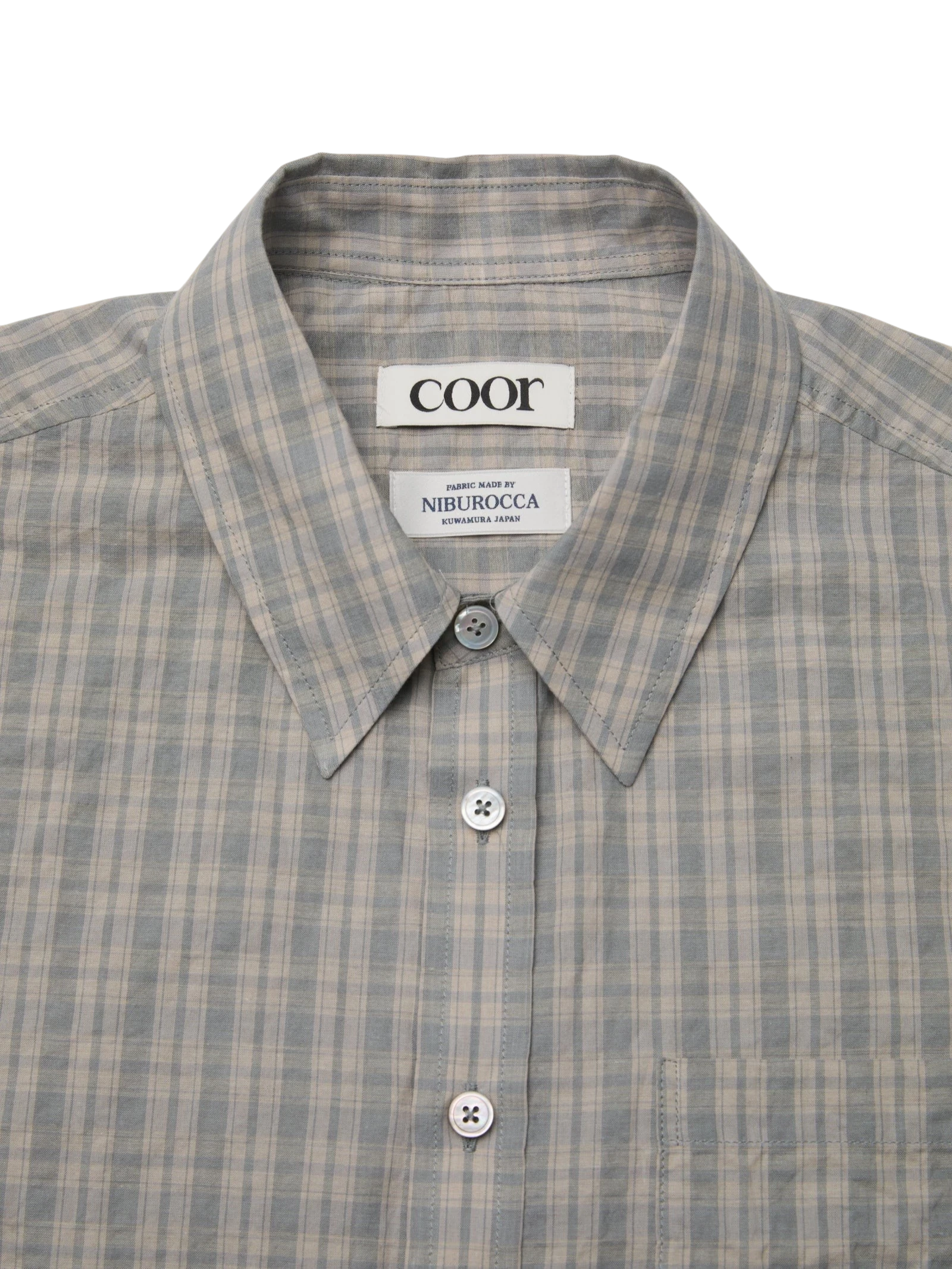 Coor Alternative Wrinkle Check Half Shirt - Washed Khaki Begie Shirt COOR 