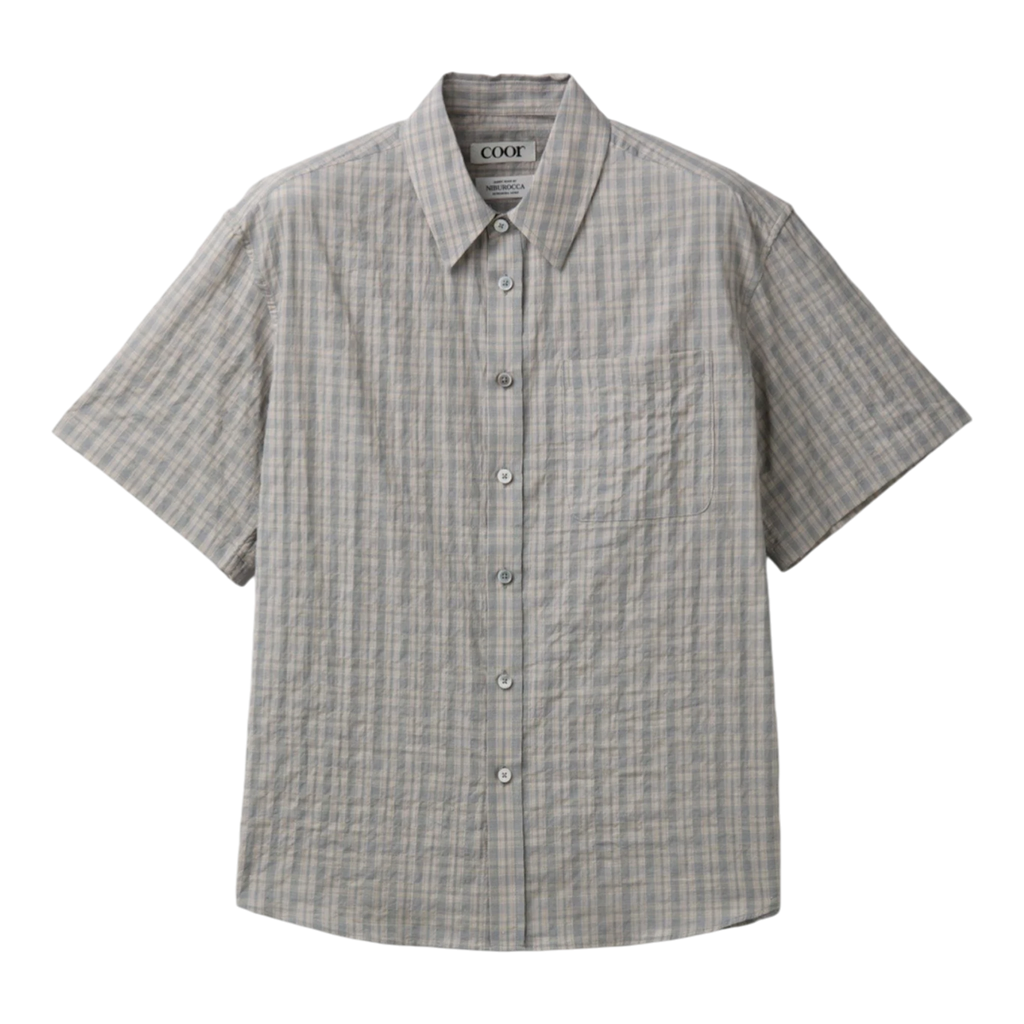 Coor Alternative Wrinkle Check Half Shirt - Washed Khaki Begie Shirt COOR 