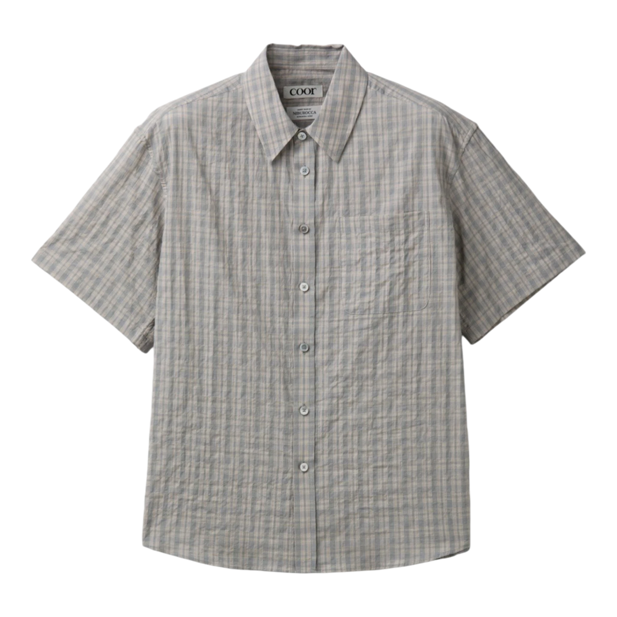 Coor Alternative Wrinkle Check Half Shirt - Washed Khaki Begie Shirt COOR 