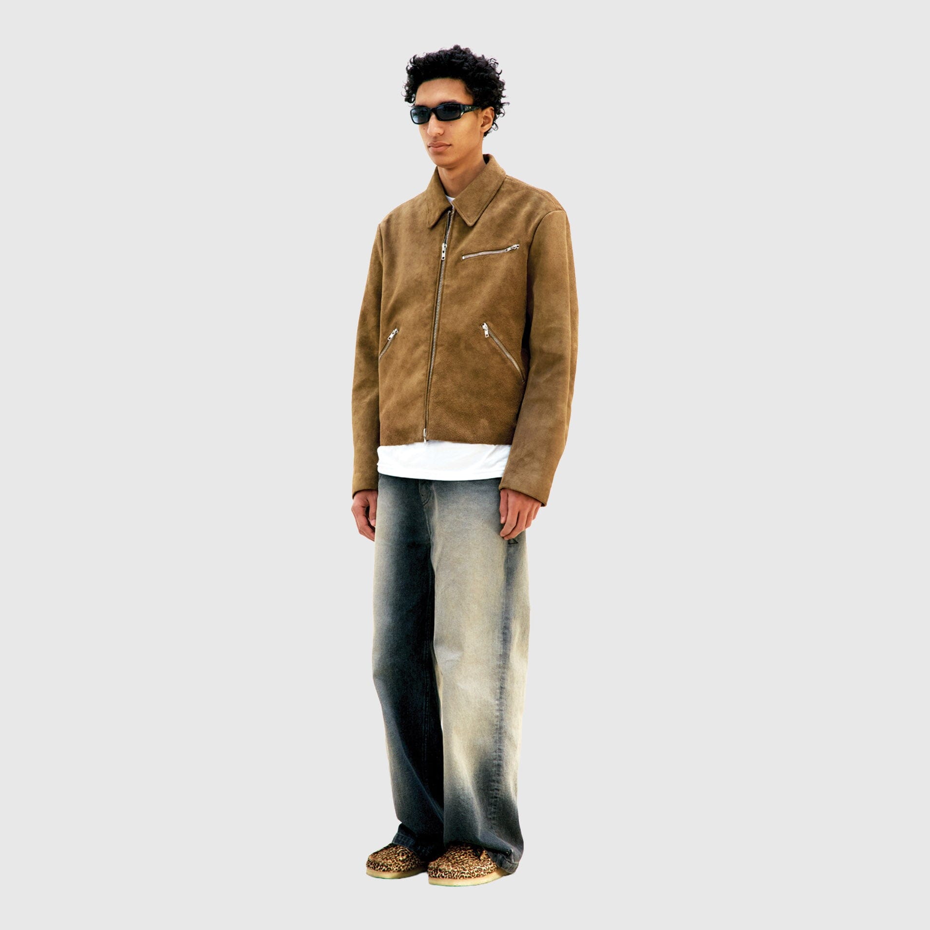 COOR Buffalo Suede Multi Zip Washed Leather Jacket - Light Camel Jacket COOR 