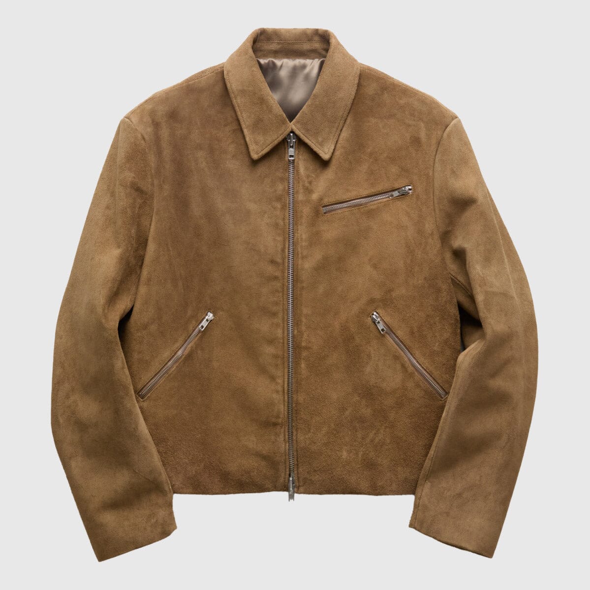 COOR Buffalo Suede Multi Zip Washed Leather Jacket - Light Camel Jacket COOR 