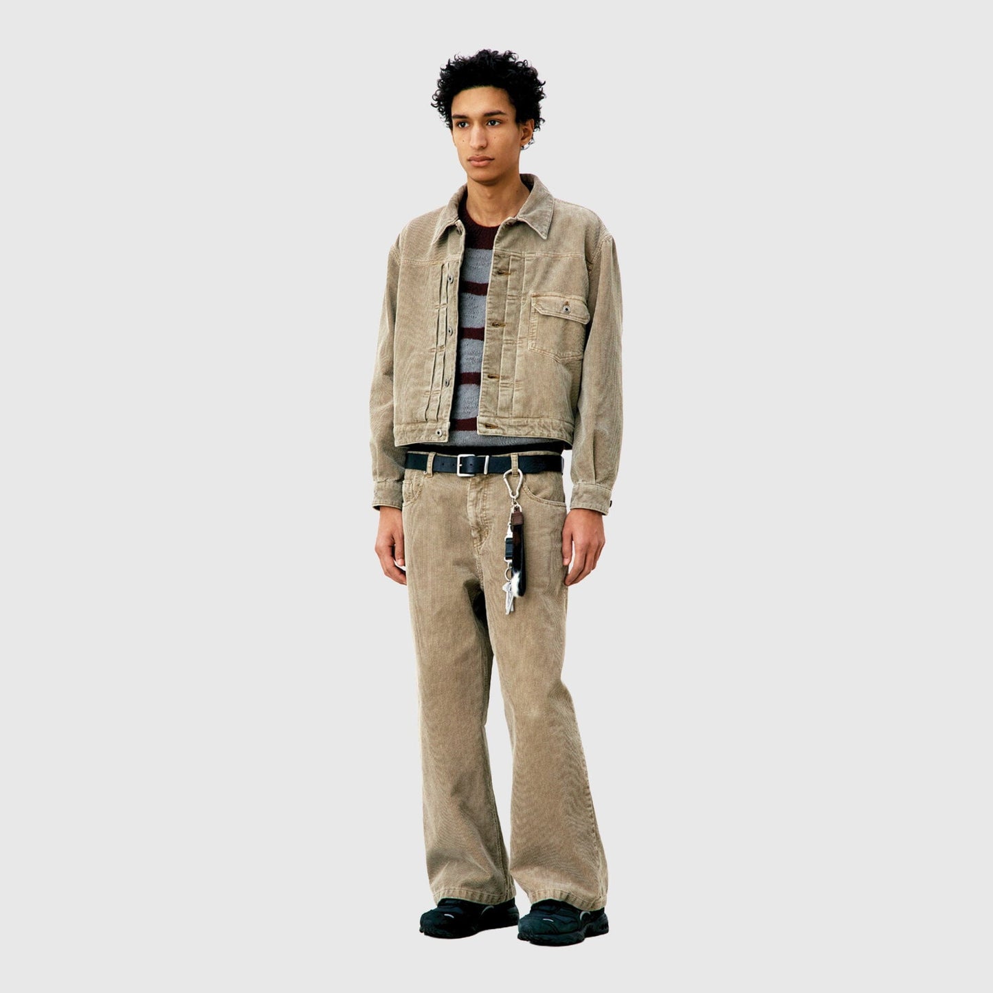 COOR Corduroy Washed Semi Wide Pants - Washed Beige Pants COOR 